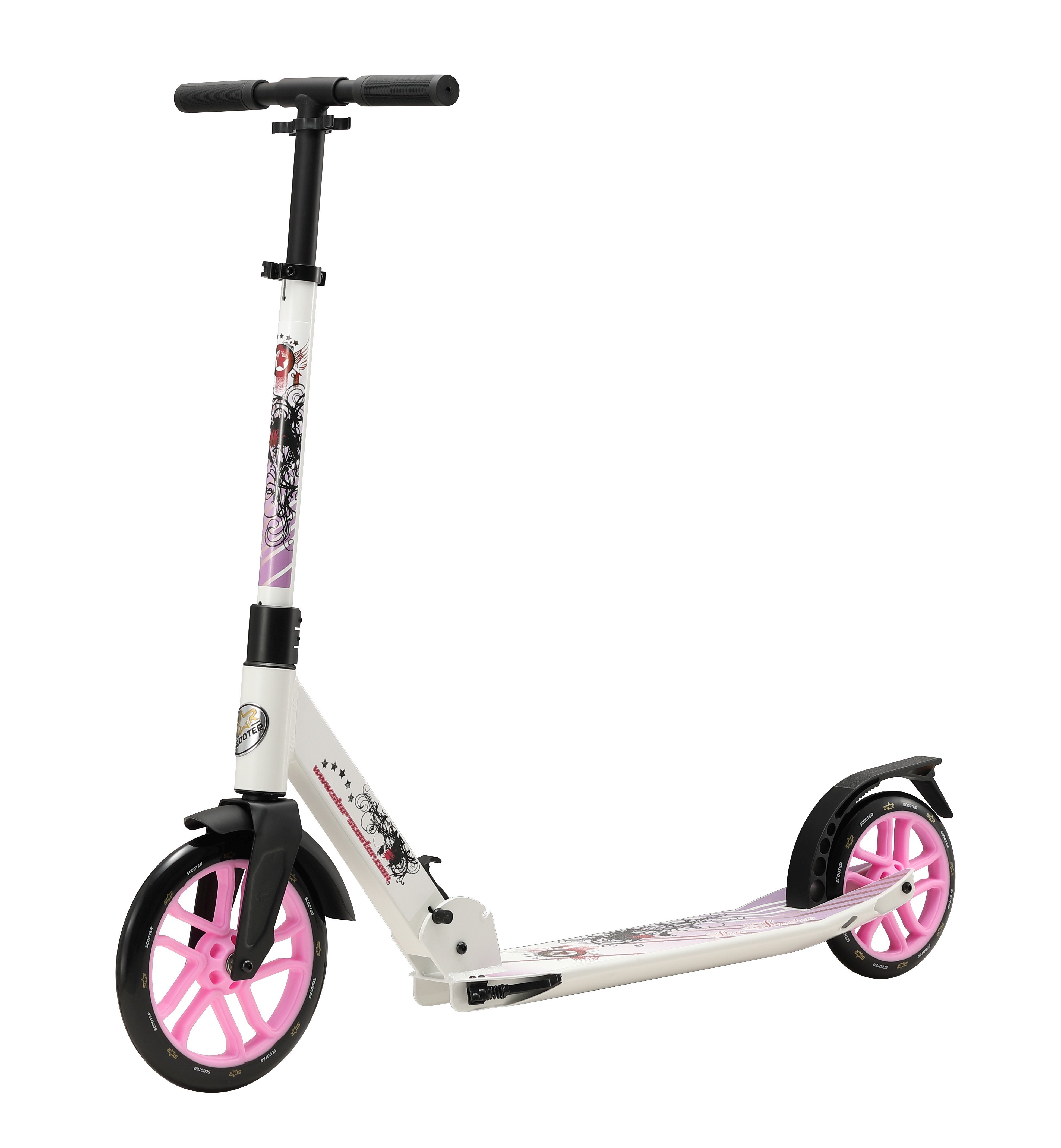 Star-Scooter Cityroller 255 mm, ab 8 Jahre, Kinder City Roller ab 158 cm, Jungen, Mädchen, Klappbar, Höhenverstellbar, Seitenständer, Aluminium