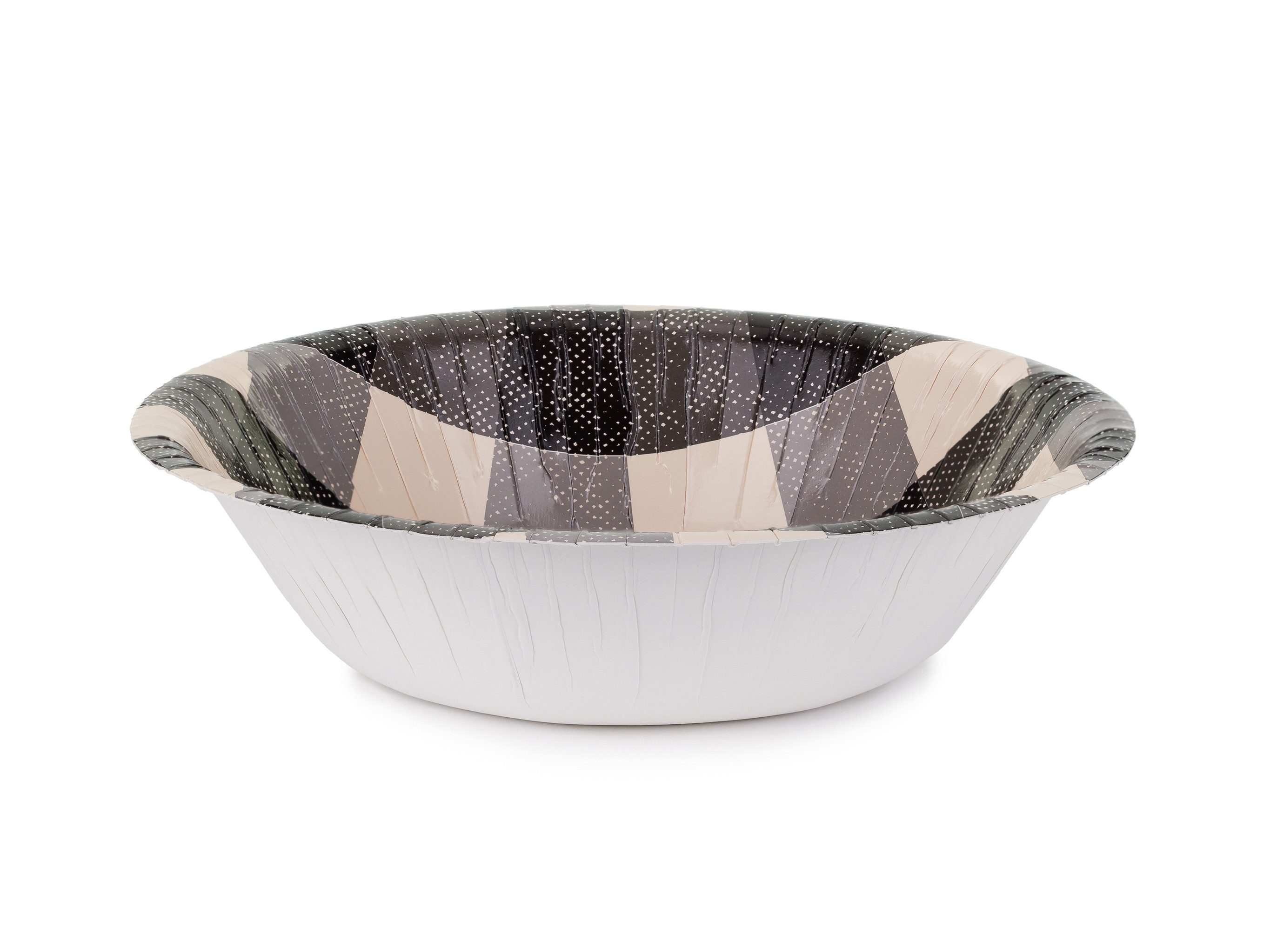 partydeco Teller, Pappschalen tief 17x4,5cm - karierte Einweg Pappteller 6er Set Schwarz