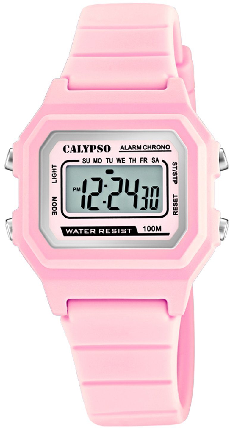 CALYPSO WATCHES Chronograph Digital Crush, K5802/3, Armbanduhr, Quarzuhr, Damenuhr, Digitalanzeige, Datum, Stoppfunktion