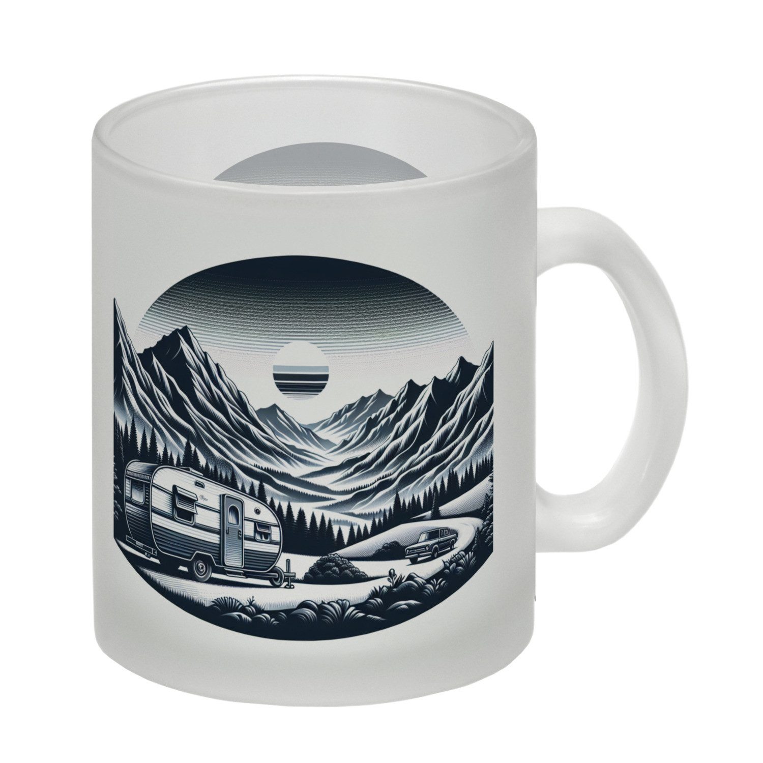 Tasse Camping in den Bergen Glas Tasse