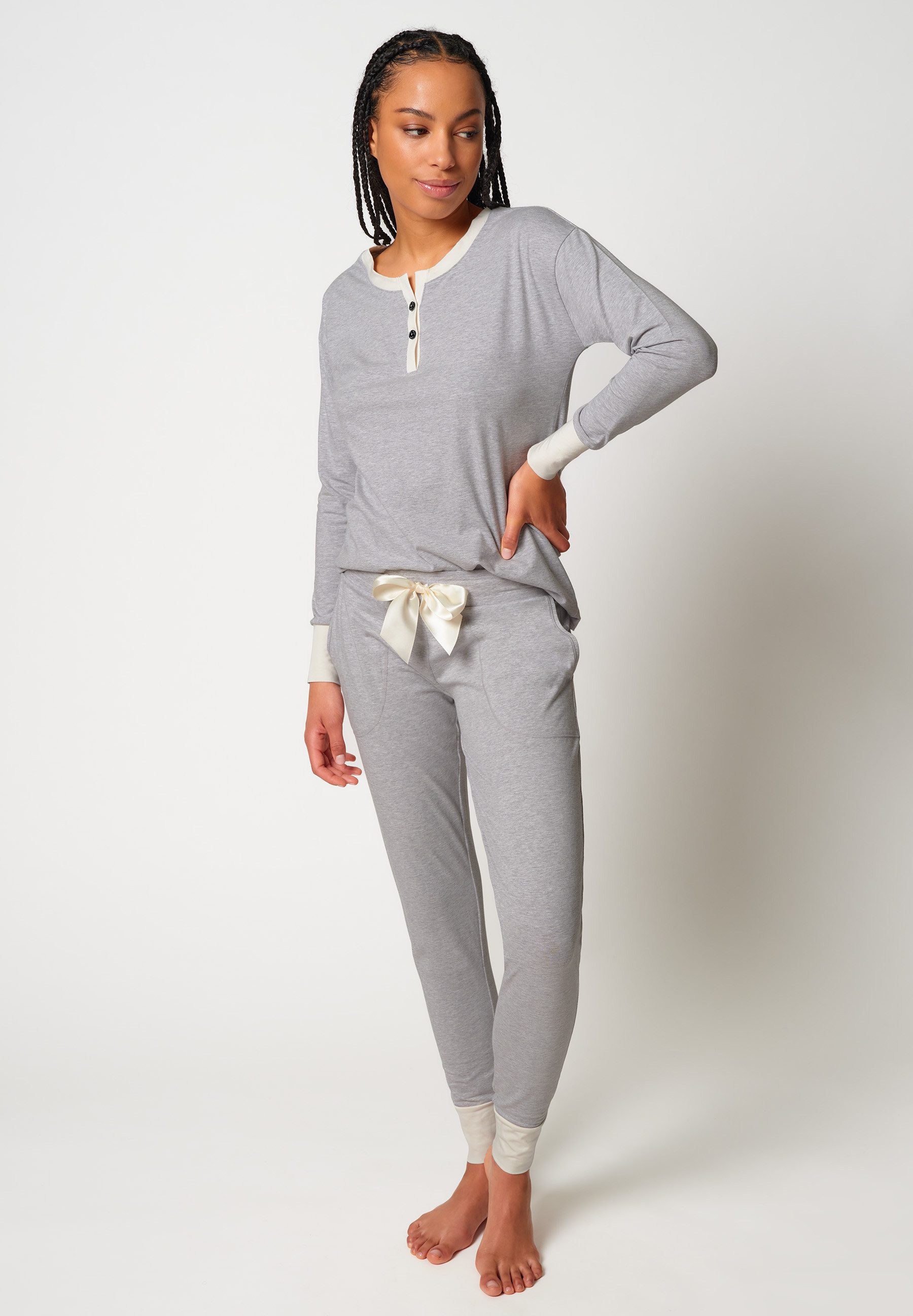 Skiny Pyjama Night In Mix & Match (2 tlg) bequem, elastischer Bund, mit Taschen, Baumwollmix
