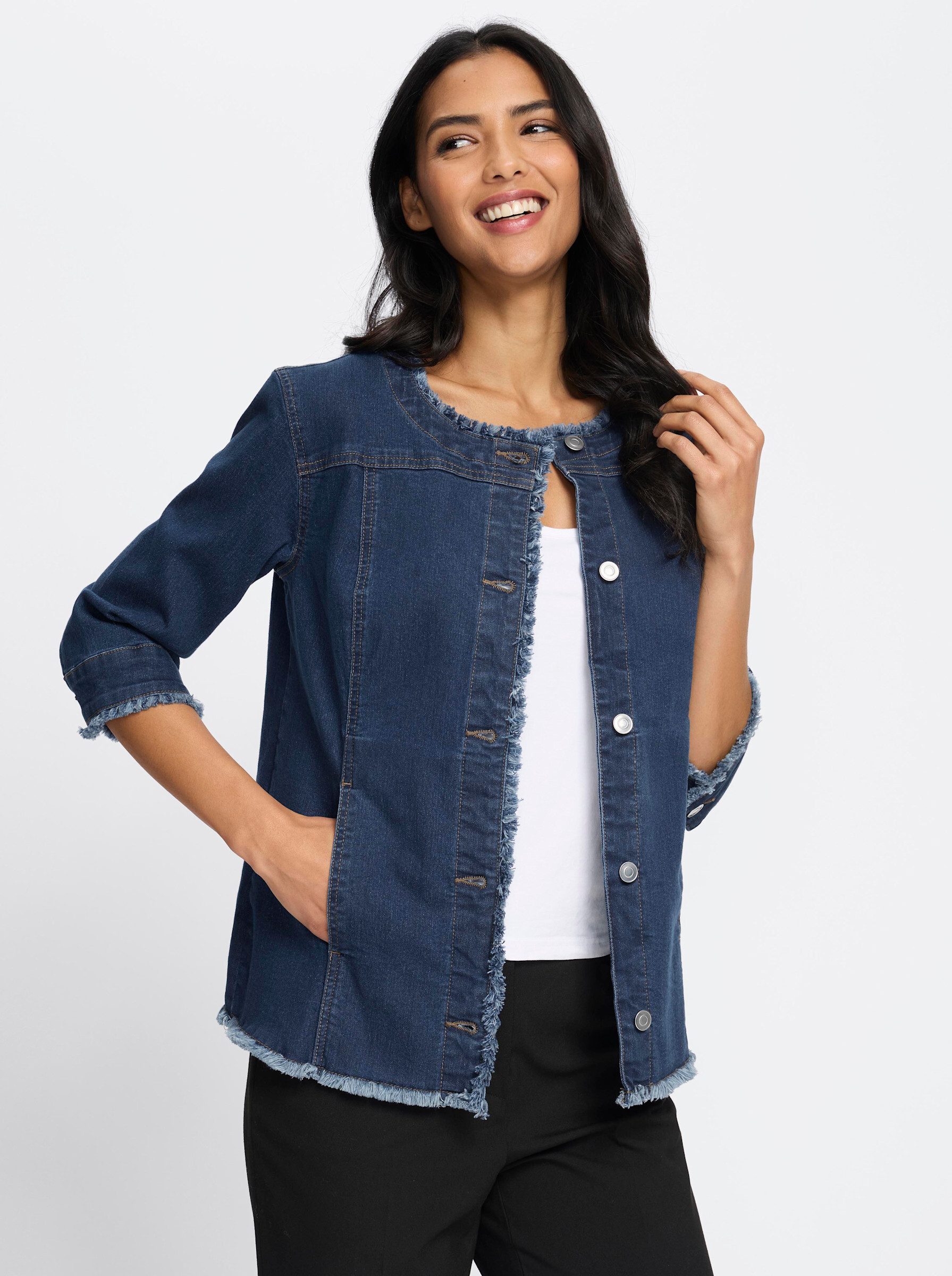 Sieh an! Allwetterjacke Jeans-Jacke 3/4-Arm