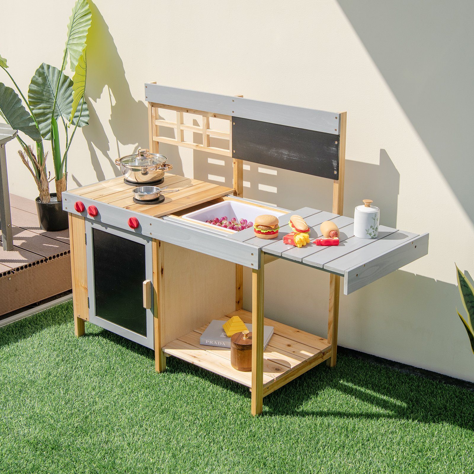COSTWAY Outdoor-Spielküche Kinder Matschküche Holz, mit günstig online kaufen