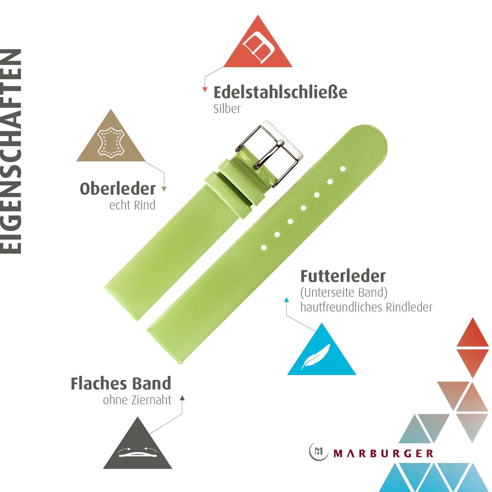 MARBURGER Uhrenarmband 18mm Leder
