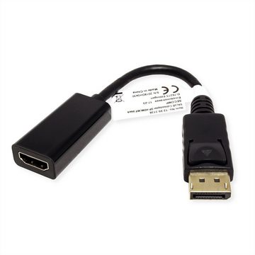 VALUE DisplayPort-HDMI Adapter, DP ST - HDMI BU Audio- & Video-Adapter DisplayPort Männlich (Stecker) zu HDMI Typ A Weiblich (Buchse), 15.0 cm
