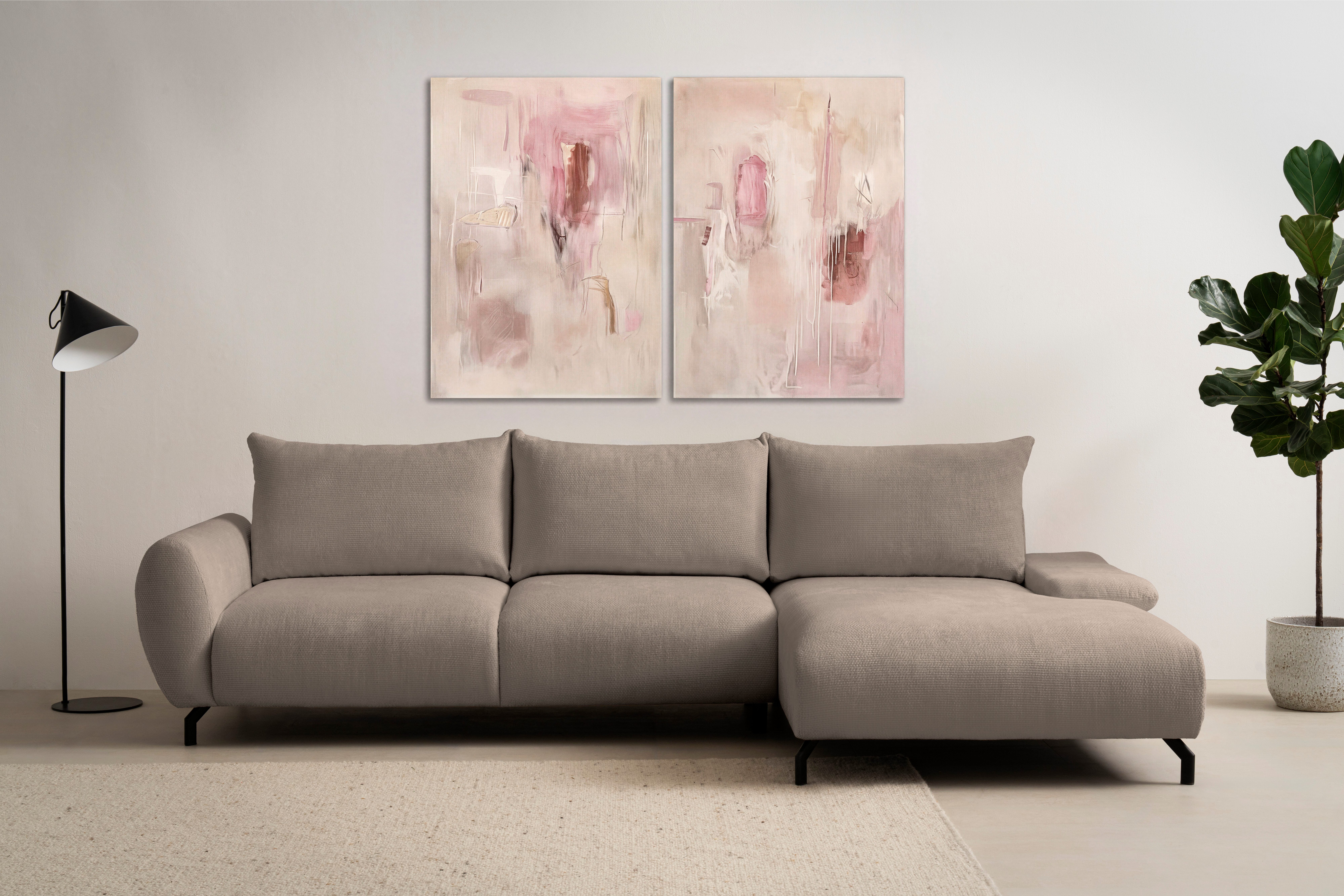 OTTO home Ecksofa KELLIE, L-Form, 315 cm, verstellbare Armlehne, Metallfüße, wahlweise Recamiere links o. rechts, Chenille-Stoff, hoher Sitzkomfort