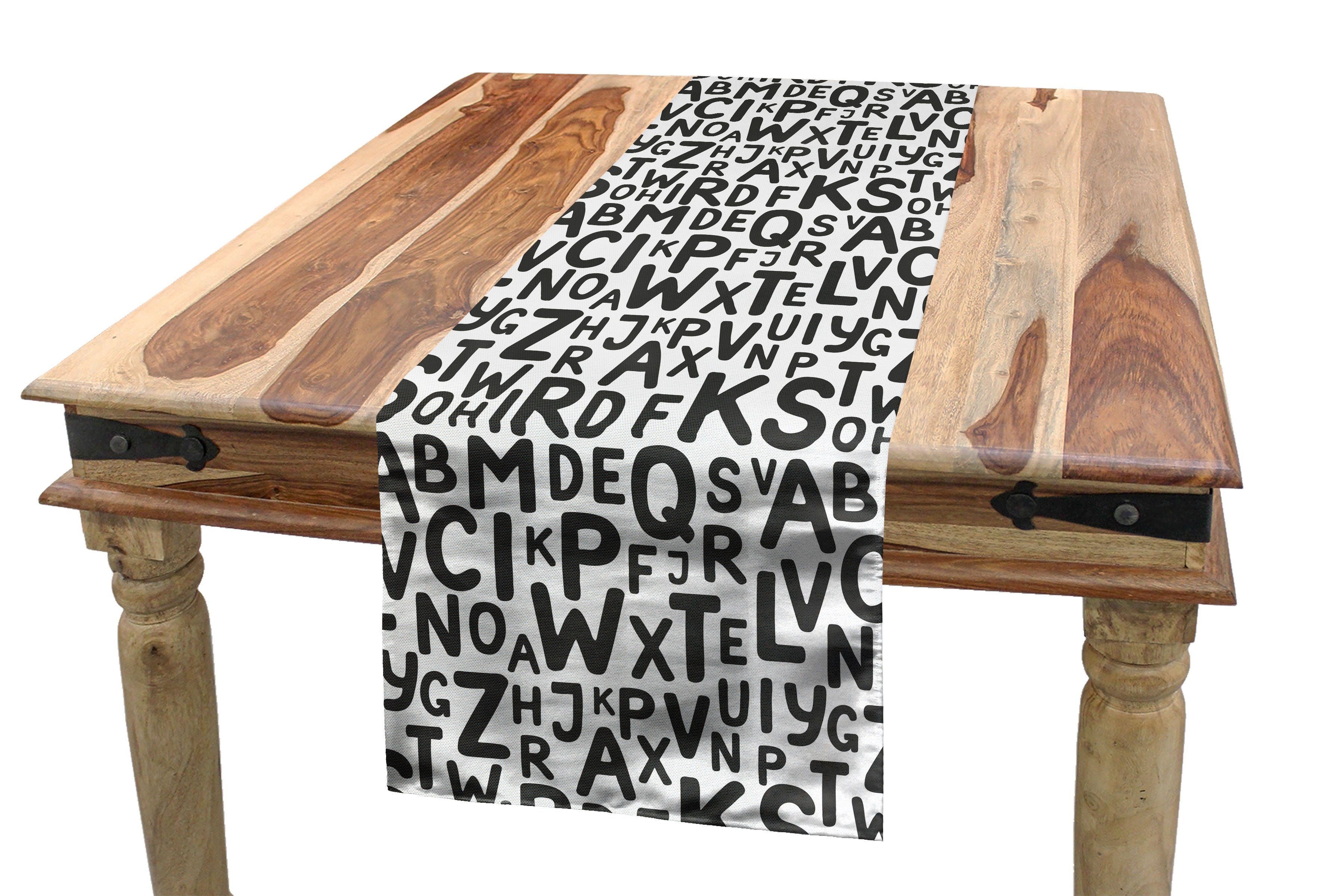 Abakuhaus Tischläufer Esszimmer Küche Rechteckiger Dekorativer Tischläufer, Alphabet Versalien Englisch Letters