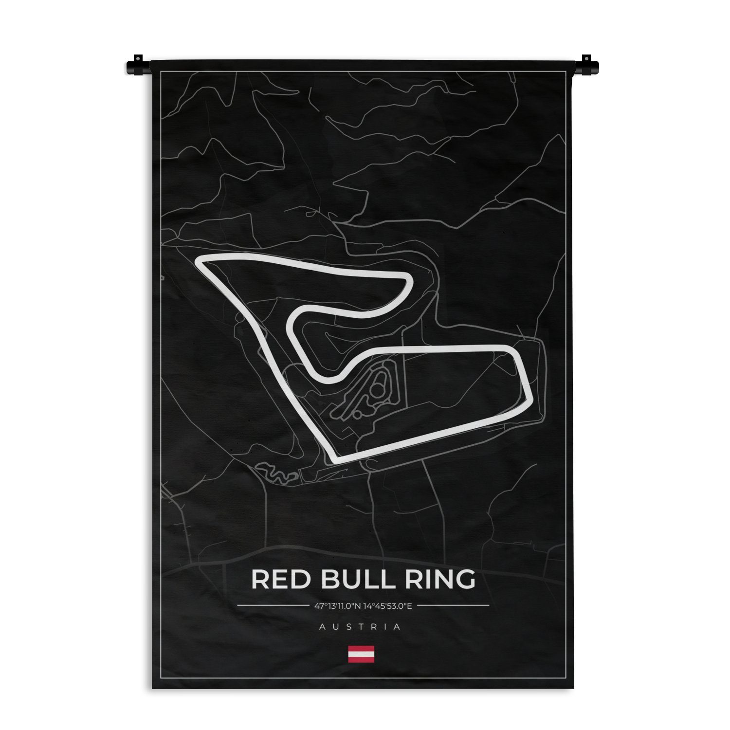 MuchoWow Wanddekoobjekt F1 - Rennstrecke - Red Bull Ring - Österreich - Rennstrecke - Schwarz, Wanddeko für Wohnzimmer, Schlafzimmer, Kleid, Wandbehang, Kinderzimmer