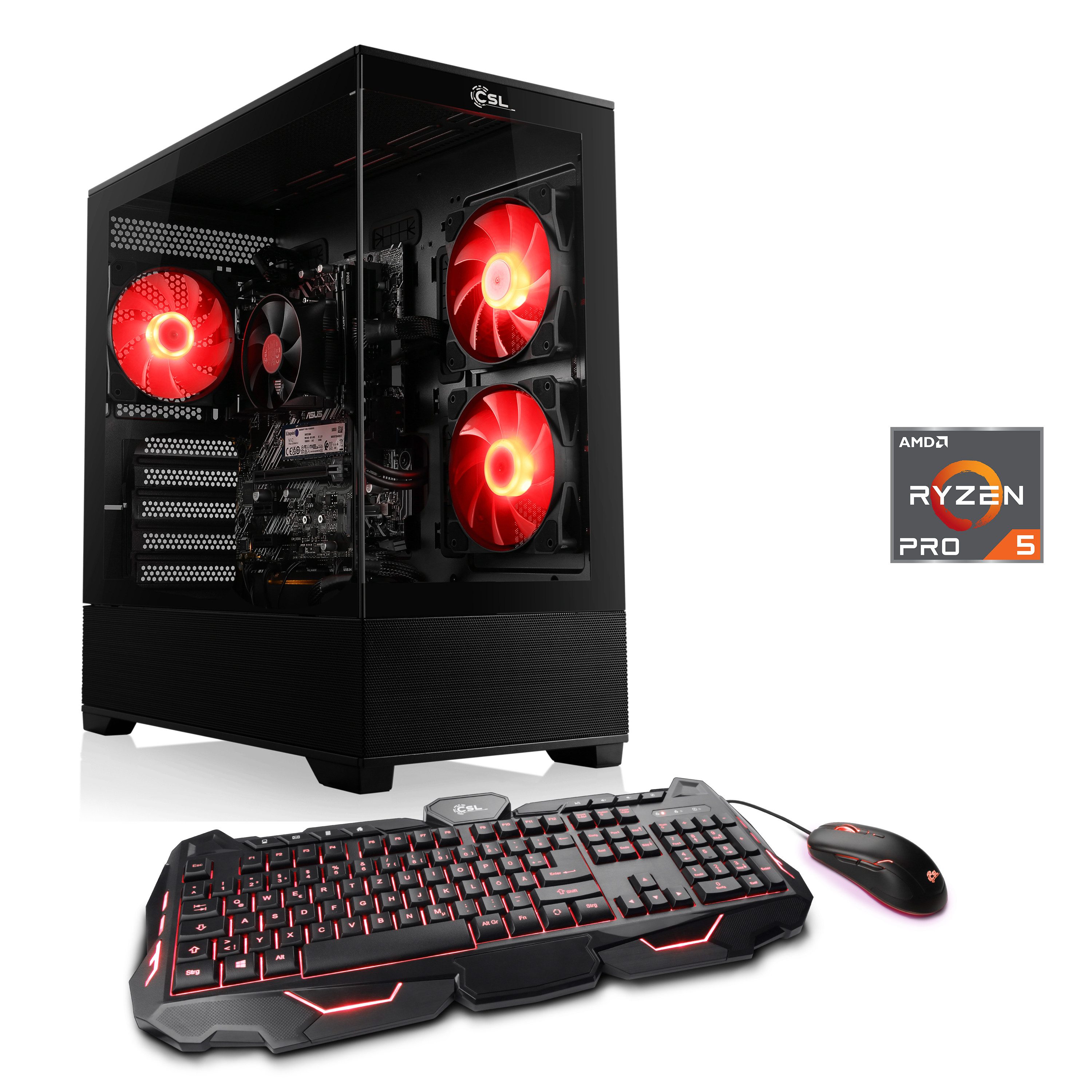CSL AeroVision V24289 Gaming-PC (AMD Ryzen 5 5655G, 0, 16 GB RAM, 500 GB SSD, Luftkühlung)