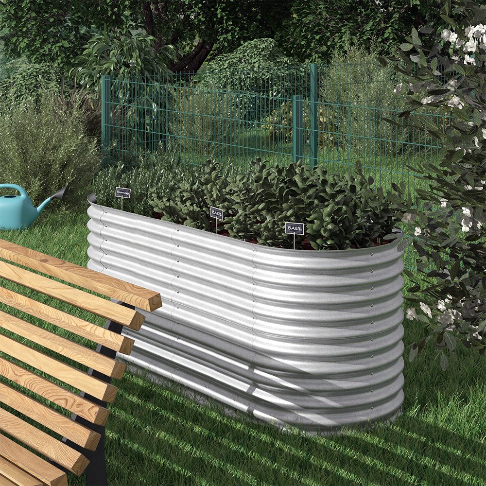 OK-Living Hochbeet, Silber, 200 x 100 cm (1 St)