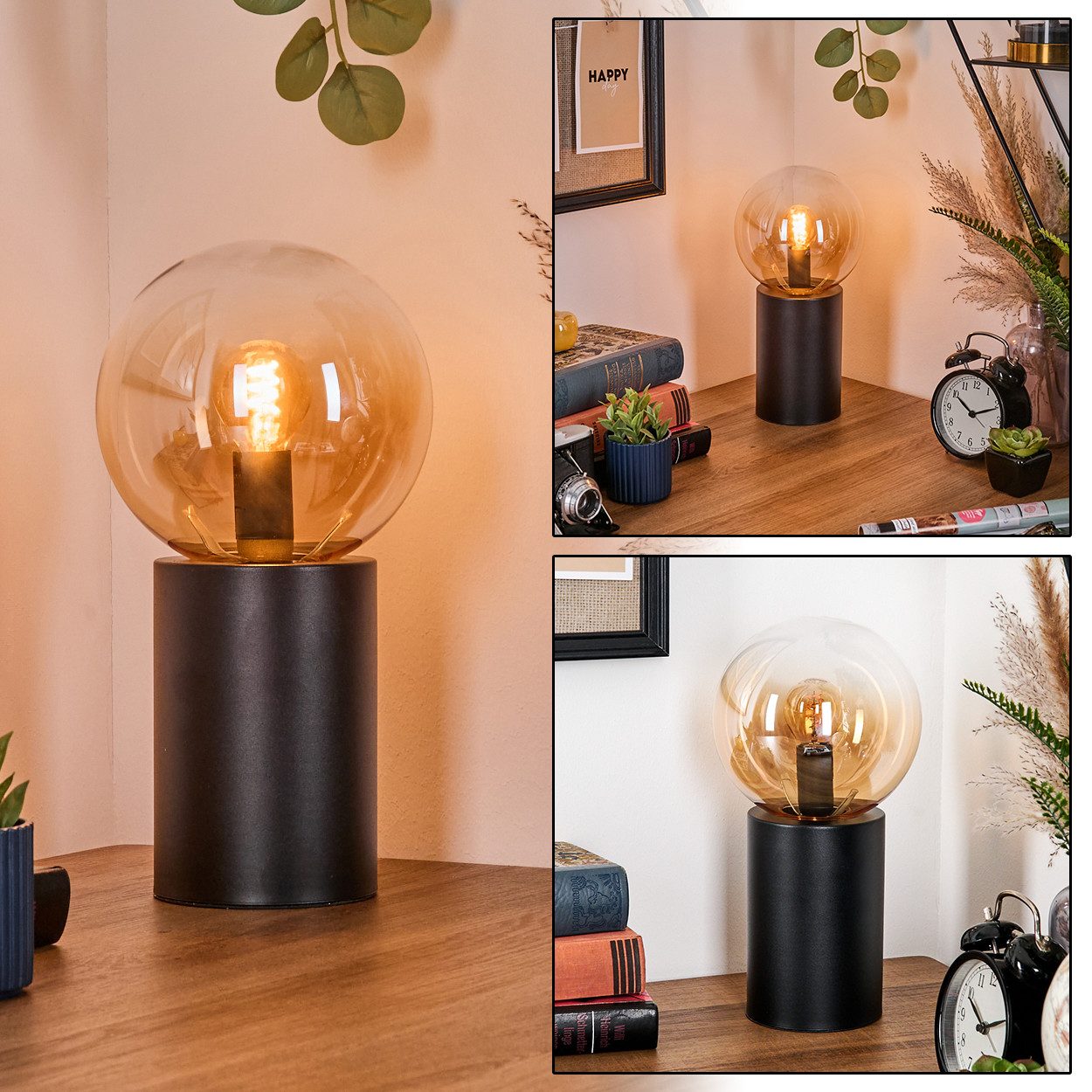 hofstein Tischleuchte Tischlampe aus Metall/Glas in günstig online kaufen