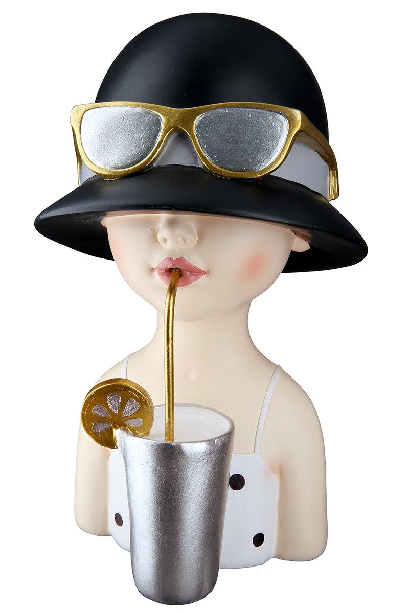 GILDE Dekofigur Lady Lemonade Figur Deko Dame mit Hut in Schwarz Gold Silber (1 St)