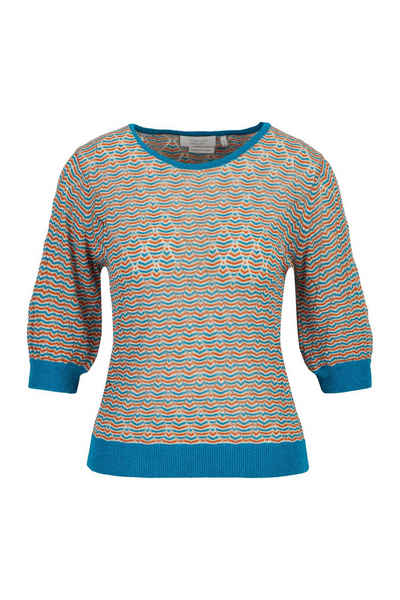 Rich & Royal Rundhalsshirt Striped shiny crew-neck pullover recycled