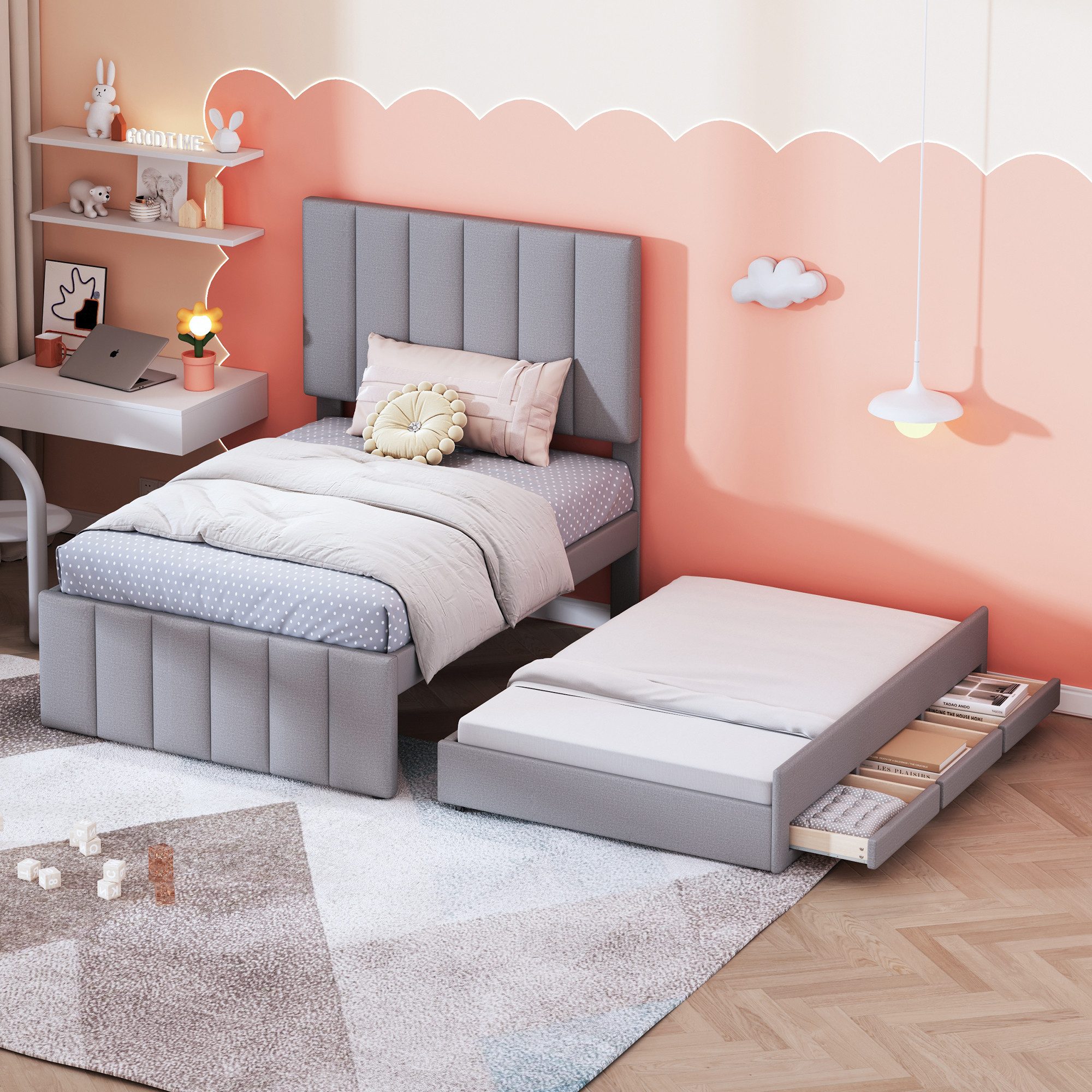 Odikalo Polsterbett Ausziehbett Kinderbett Jugendbett Schubladen günstig online kaufen