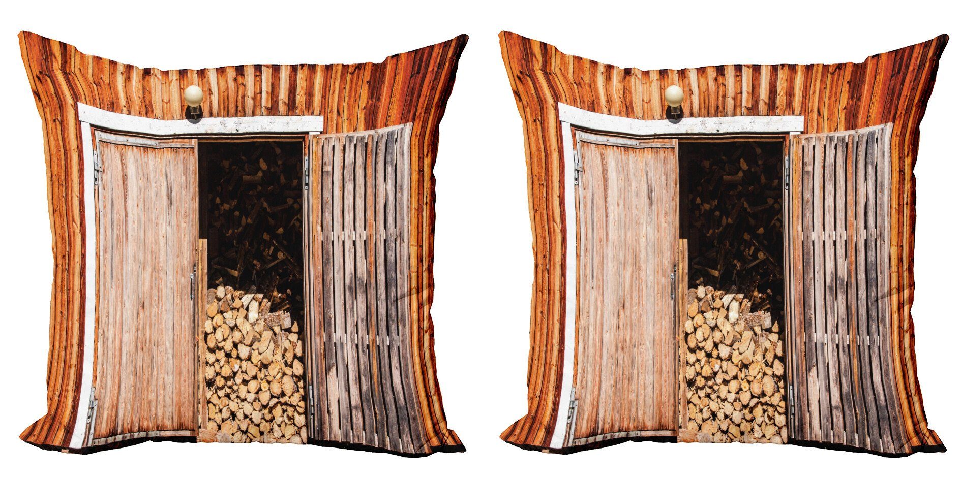 Scheune Digitaldruck, Brennholz mit Doppelseitiger Modern Kissenbezüge Rustikal Accent Stück), Abakuhaus Rural (2