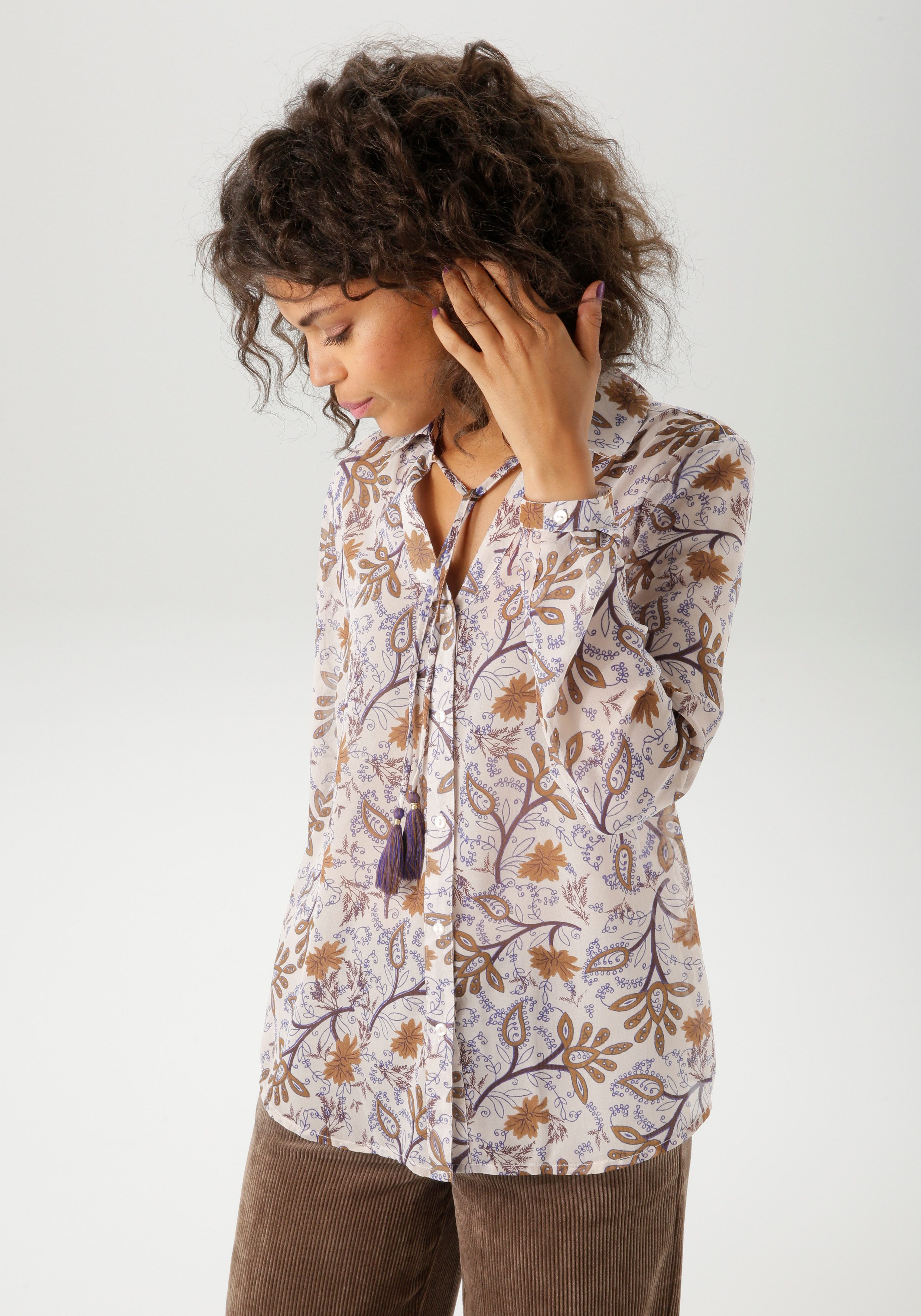 Aniston CASUAL Hemdbluse mit fantasievollem Blumendruck- jedes Teil ein Uni günstig online kaufen