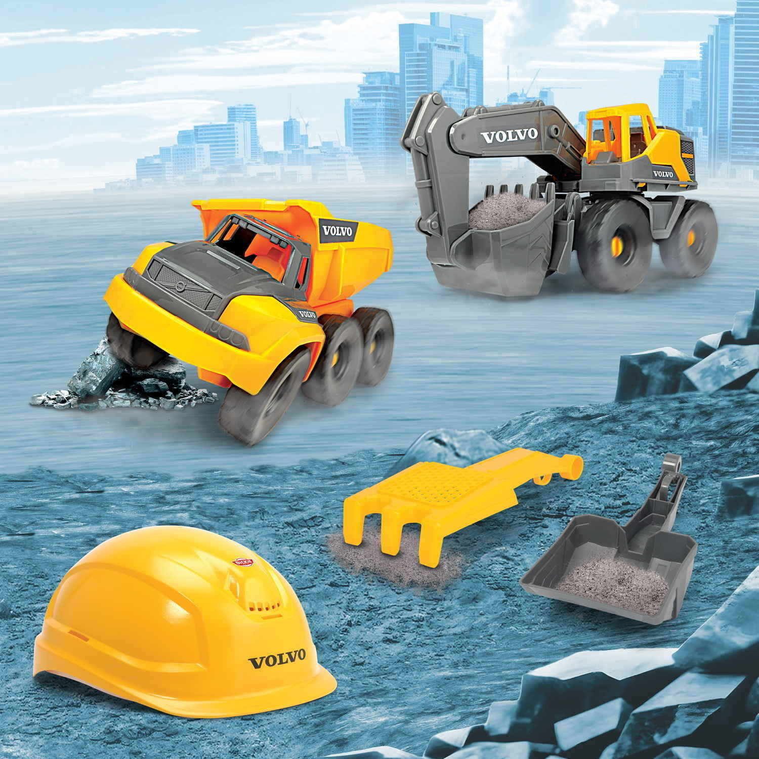 Dickie Toys Spielzeug-Baumaschine Spielfahrzeug Real / Construction Volvo Construction Playset 203729026