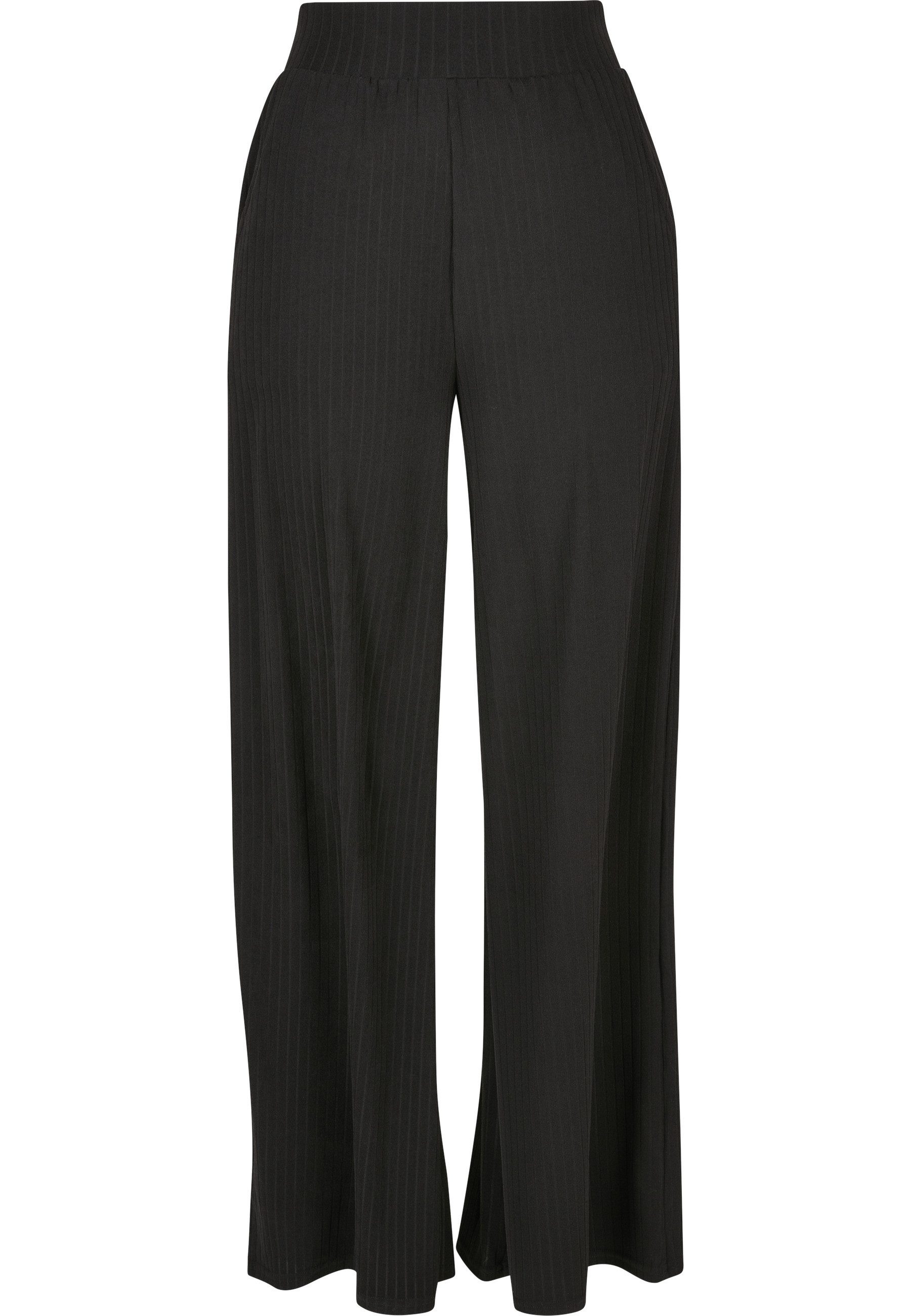 Stoffhose Urban Classics Damen Ladies Rib Jersey Wide Leg Pants