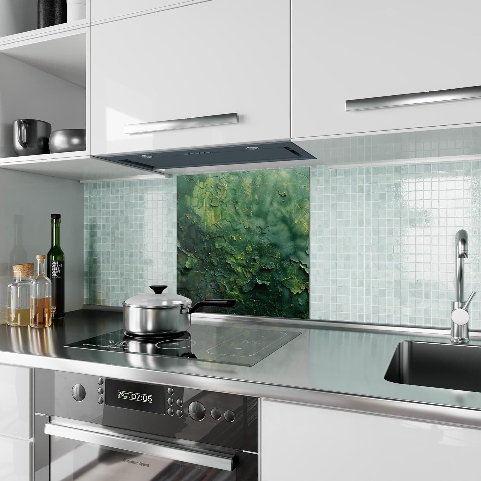 Primedeco Küchenrückwand Spritzschutz, Herdblende aus Glas - Motiv Verwitterte Oberfläche