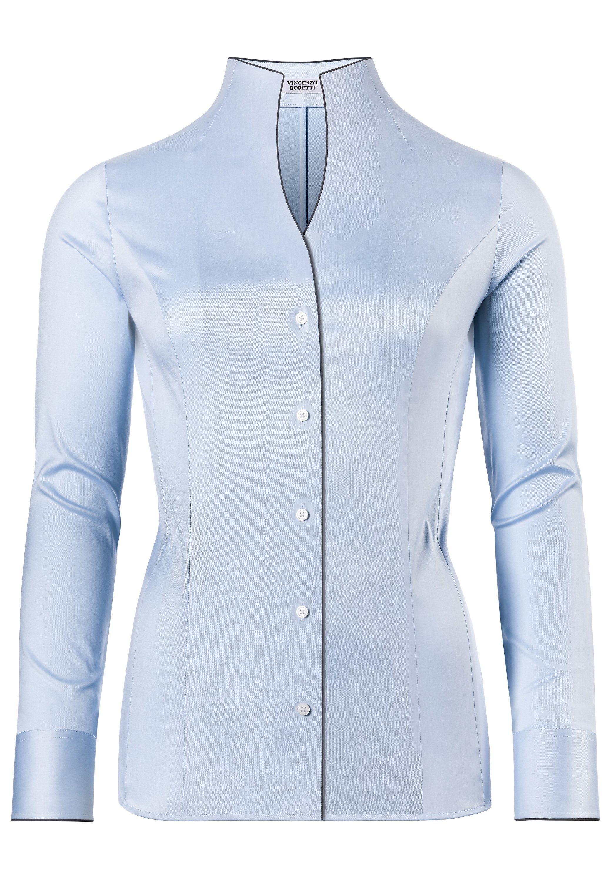 Klassische Bluse tailliert stretch Kelchkragen
