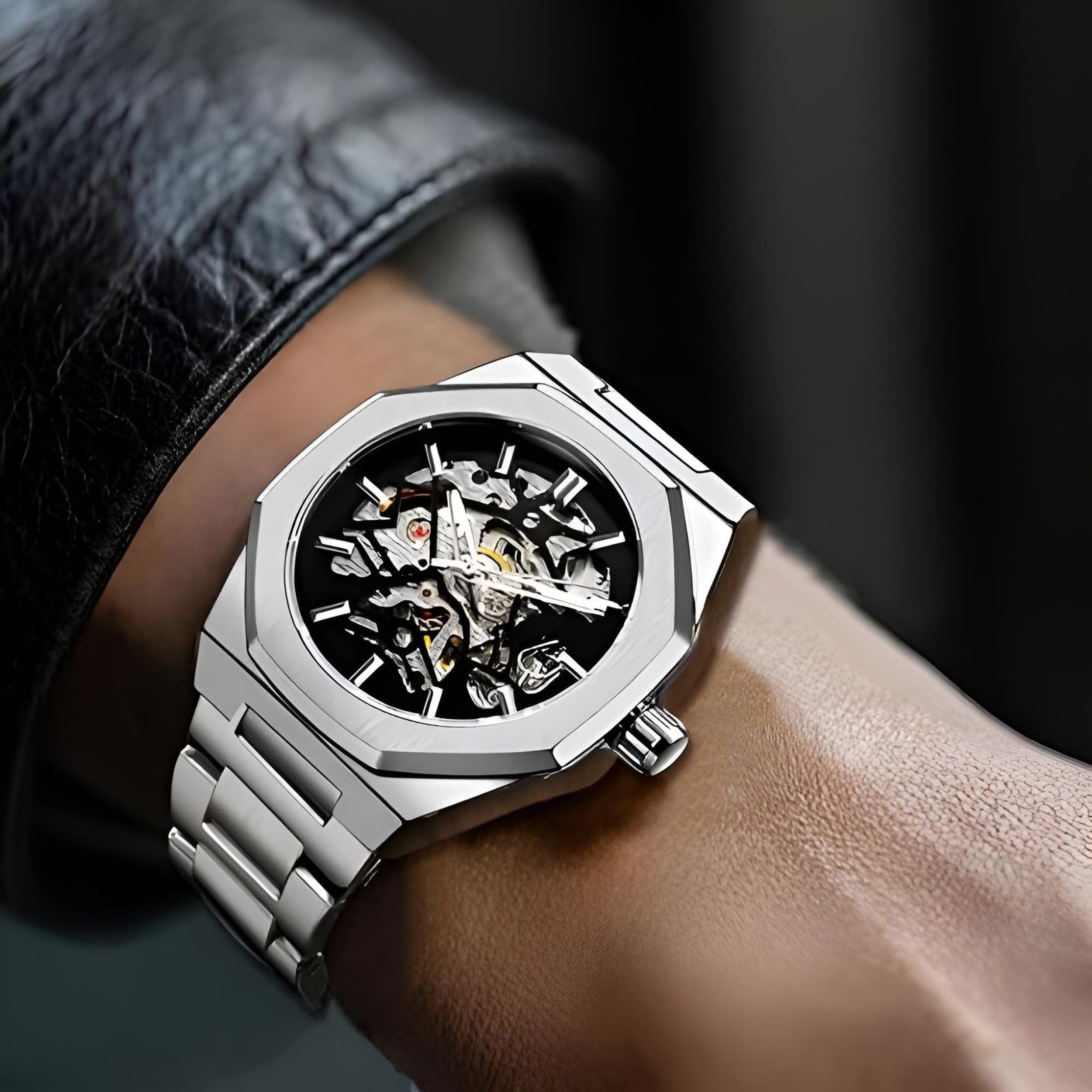 S&T Design Automatikuhr Mechanische Uhr Skelett Edelstahl, (inkl. Uhrenetui günstig online kaufen