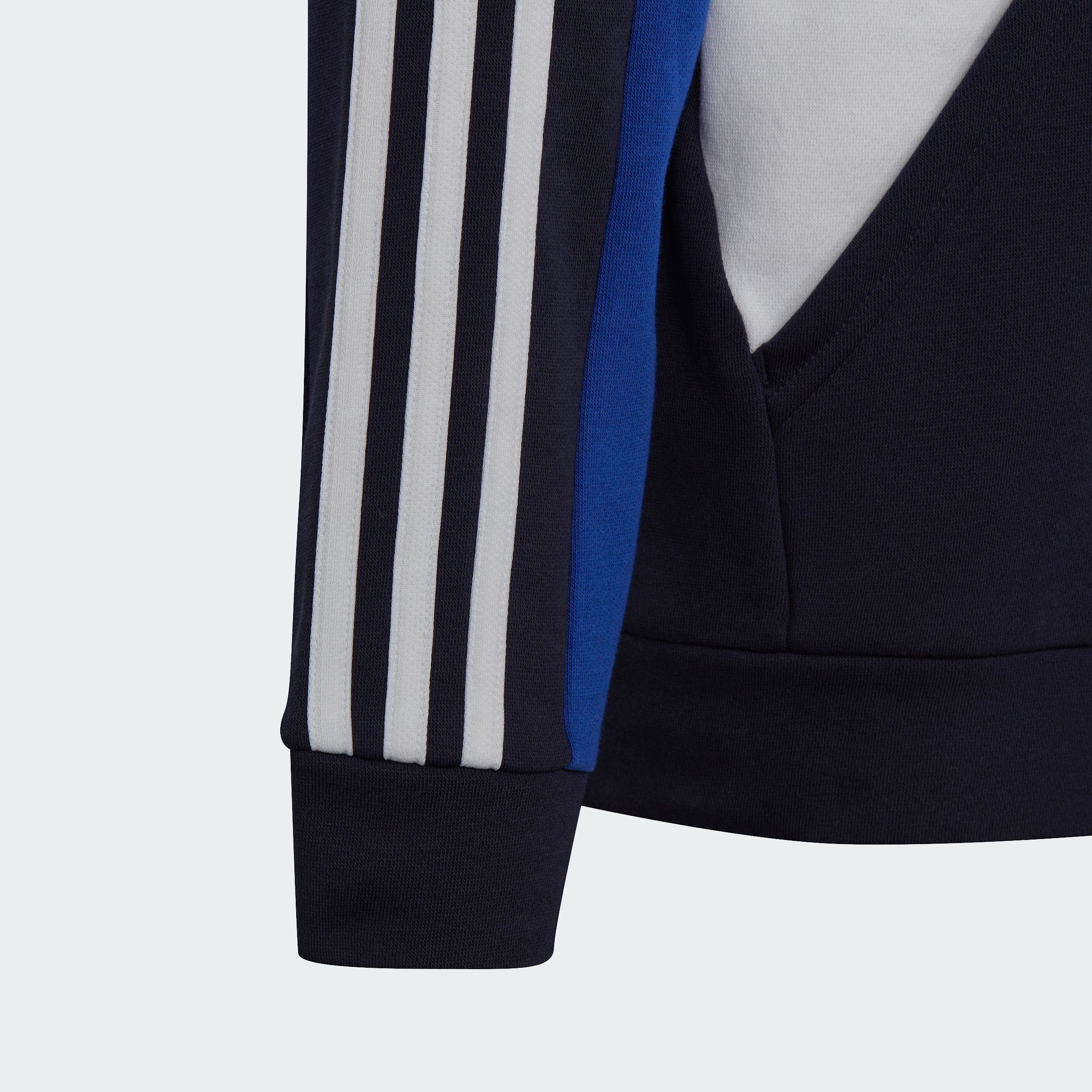adidas Sportswear Sweatshirt Legend Ink COLORBLOCK Lucid HOODIE Blue / White Semi 3STREIFEN 