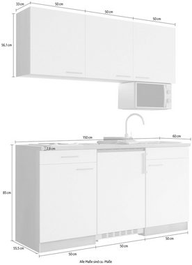 RESPEKTA Küche Luis, Duo Kochfeld, wahlweise mit Mikrowelle, Korpus Eiche Sägerau, Breite 150 cm, in exclusiver Konfiguration für OTTO