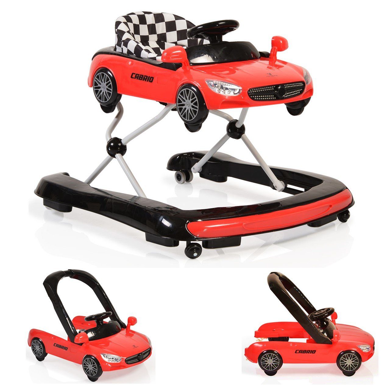 Cangaroo Lauflernhilfe Lauflernhilfe Cabrio 2 in1, Auto-Design höhenverstellbar Armaturenbrett mit Licht