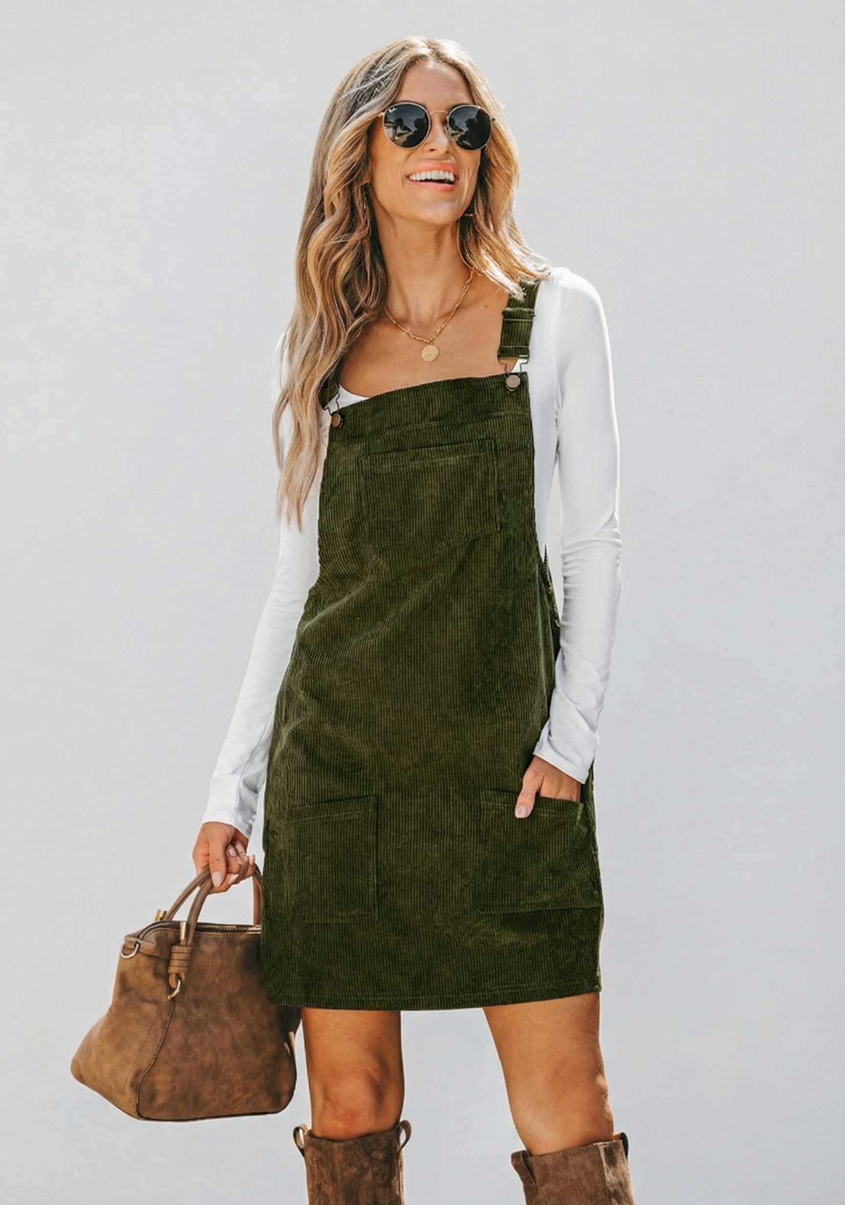 Cupshe Minikleid Corduroy-Fronttasche mit V-Ausschnitt günstig online kaufen