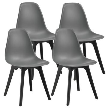 en.casa Essgruppe, (Set, 5-tlg., Esstisch mit 4 Stühlen), »Horten« Küchentisch 120x60 cm Polsterstuhl schwarz - grau