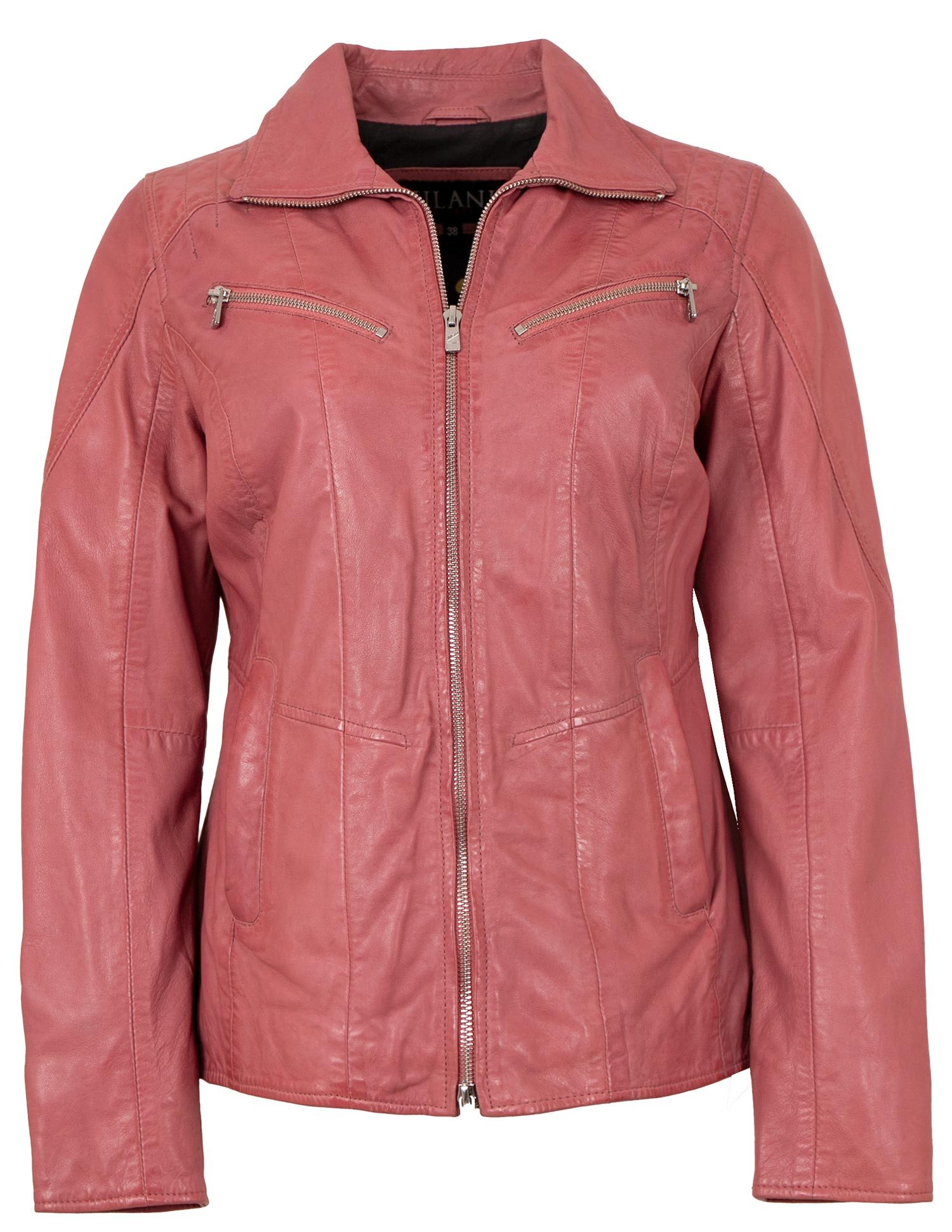 Jilani Lederjacke Skadi Jilani - Damen Echtleder Lederjacke Lammnappa altrosa