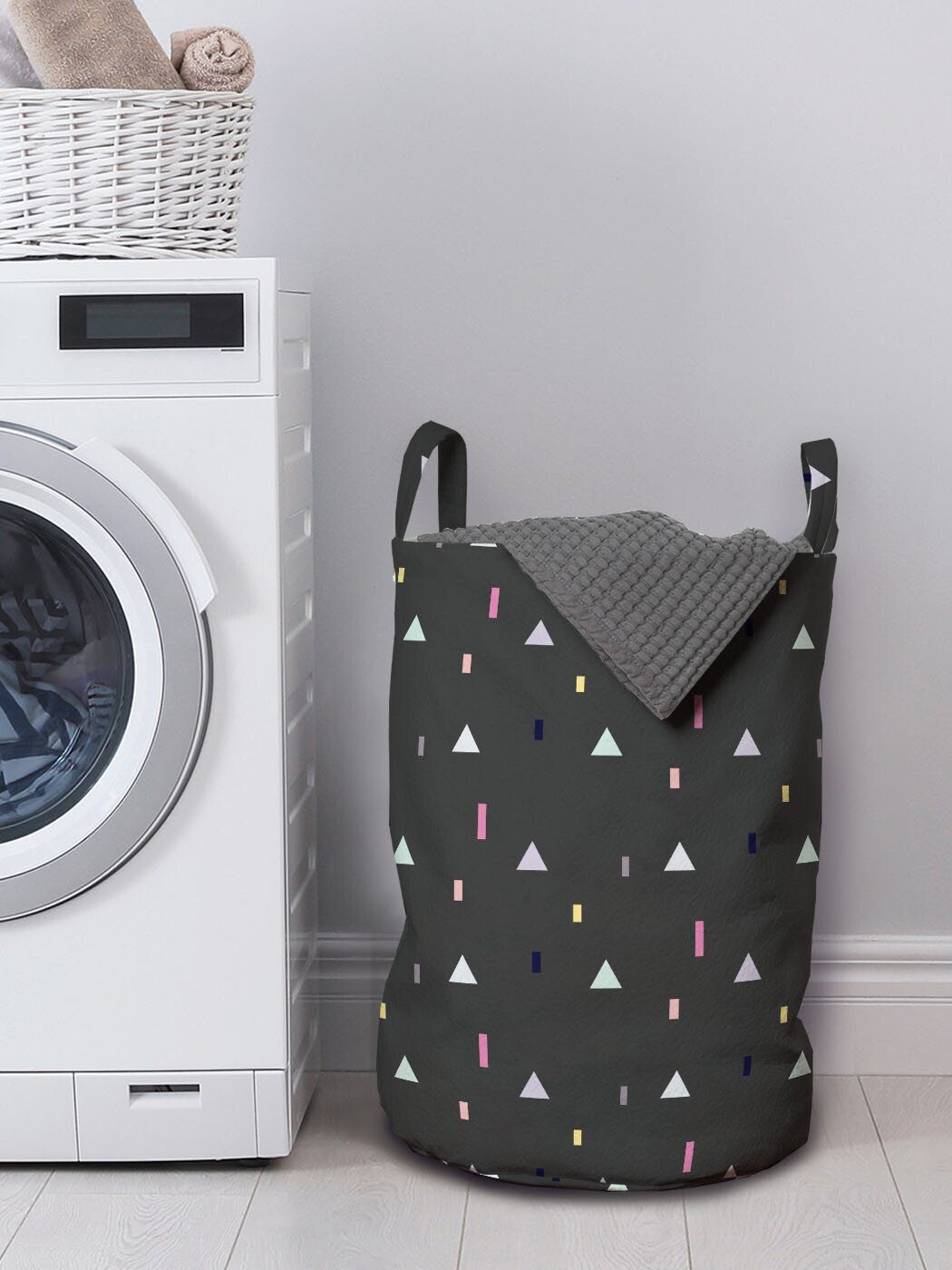 Wäschesäckchen Farbe Waschsalons, mit Geometrisch Kordelzugverschluss für Abakuhaus Kunst Triangles Griffen Wäschekorb