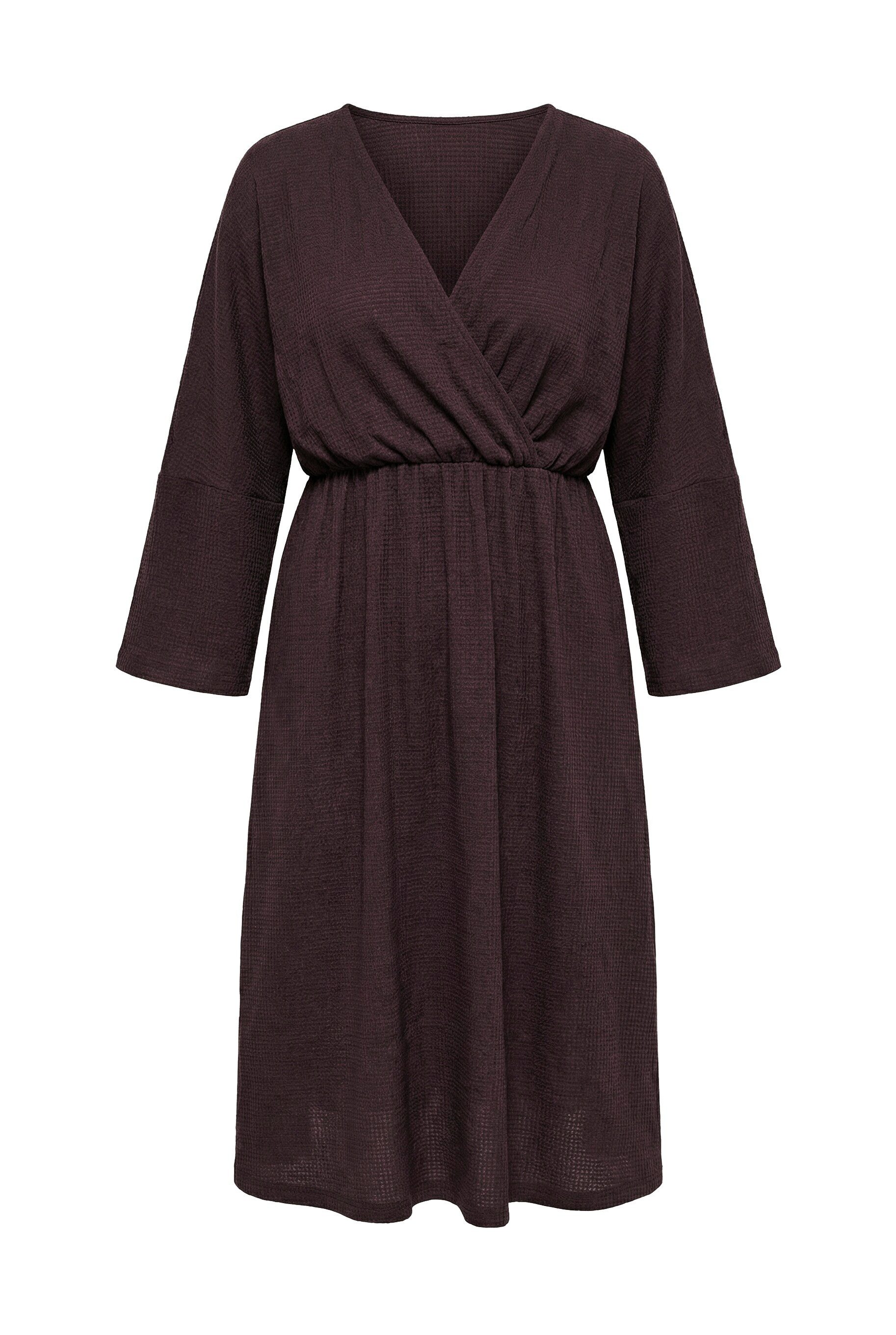 Ulla Popken Midikleid Kleid Wickeloptik A-Linie V-Ausschnitt 3/4-Arm – Bild 2 von 4