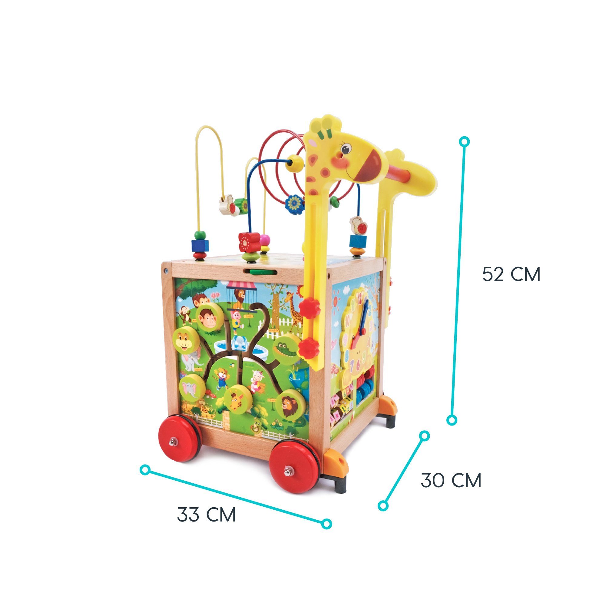 wuuhoo Lauflernwagen gummierten Zahlen Puzzle Fritzi mit und Babyspielzeug Uhr Lauflernhilfe, aus I für und höhenverstellbar Lernlaufwagen Kinder Holz mit Rädern