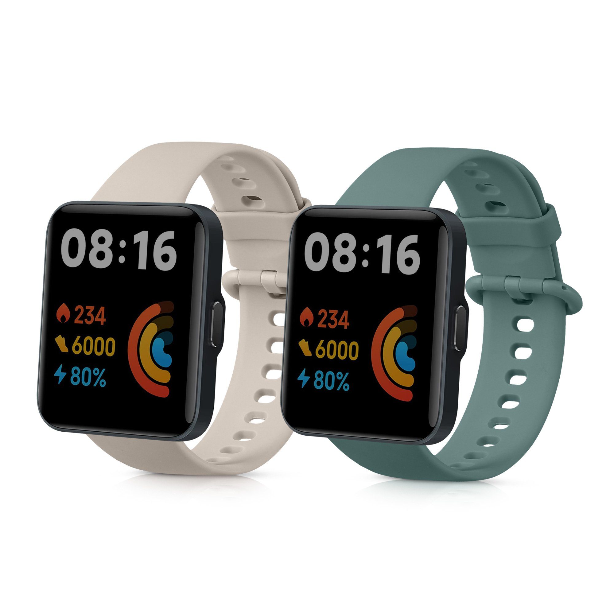 Set 2x Fitnesstracker Lite, Armband kwmobile 2 TPU Redmi Sportarmband für Xiaomi Silikon Beige Watch Uhrenarmband