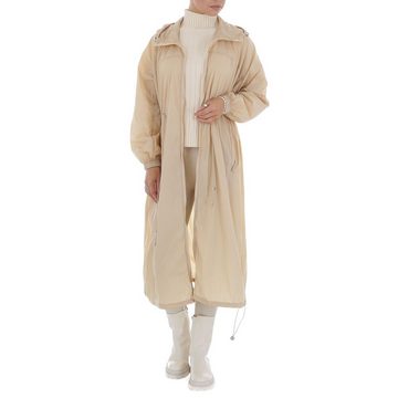 Ital-Design Strickmantel Damen Freizeit Kapuze Leichte Mäntel in Beige