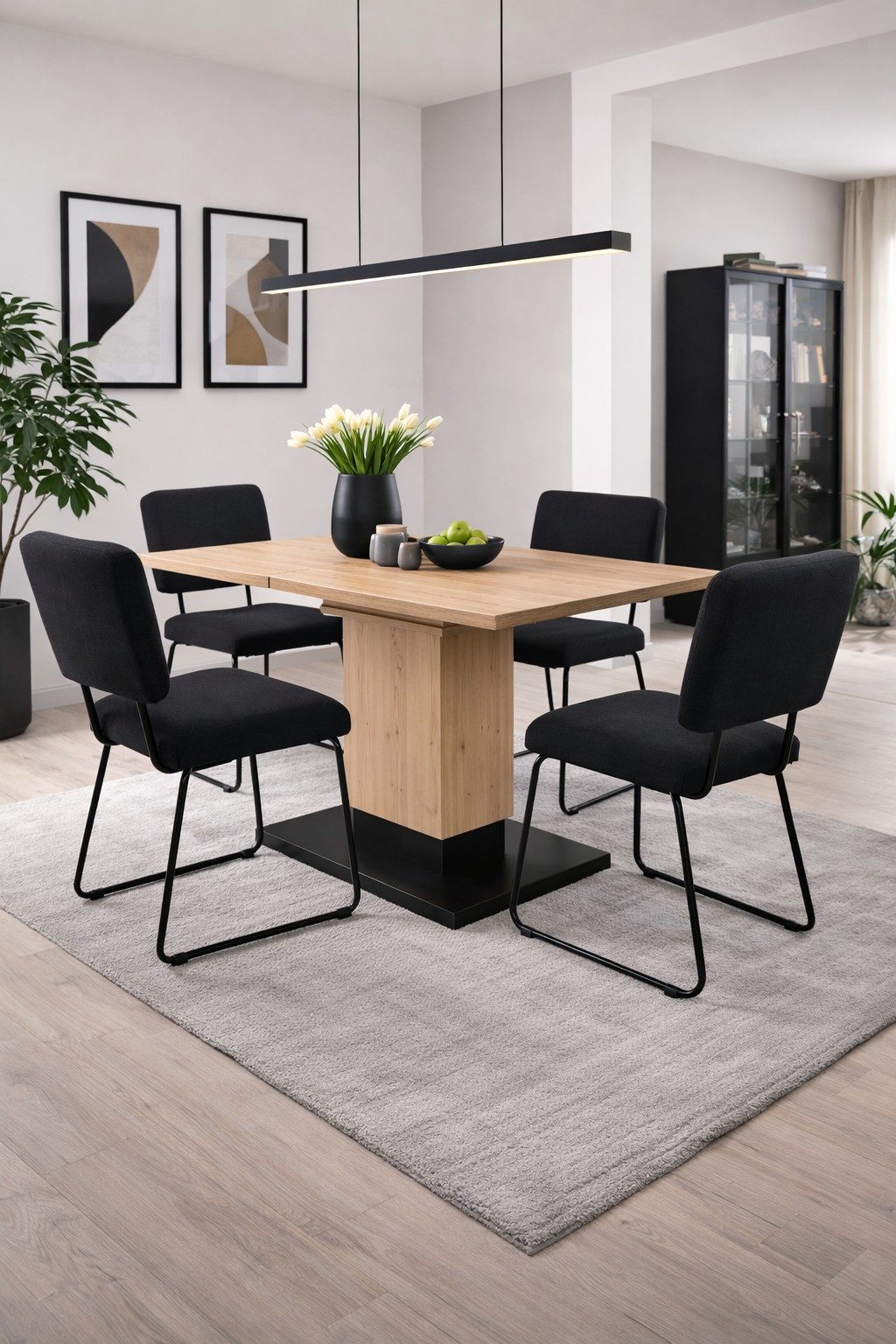 moebel-direkt-online Sitzgruppe 5tlg. Tischgruppe mit ausziehbaren Tisch und vier Stühlen, (Spar-Set, 5teilig)