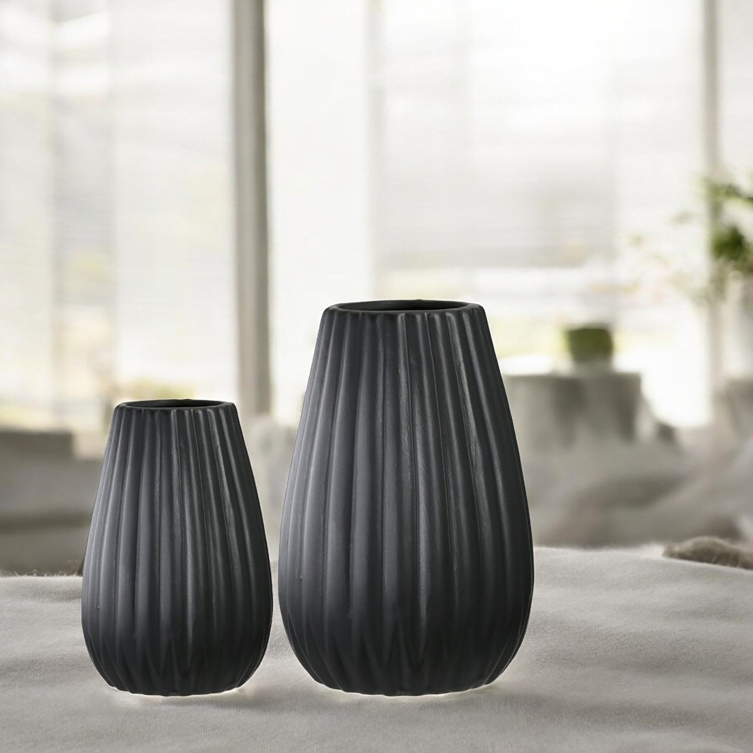 Casablanca by Gilde Tischvase 2tlg. Set Vase Piega schwarz H.17 cm (1 St) günstig online kaufen