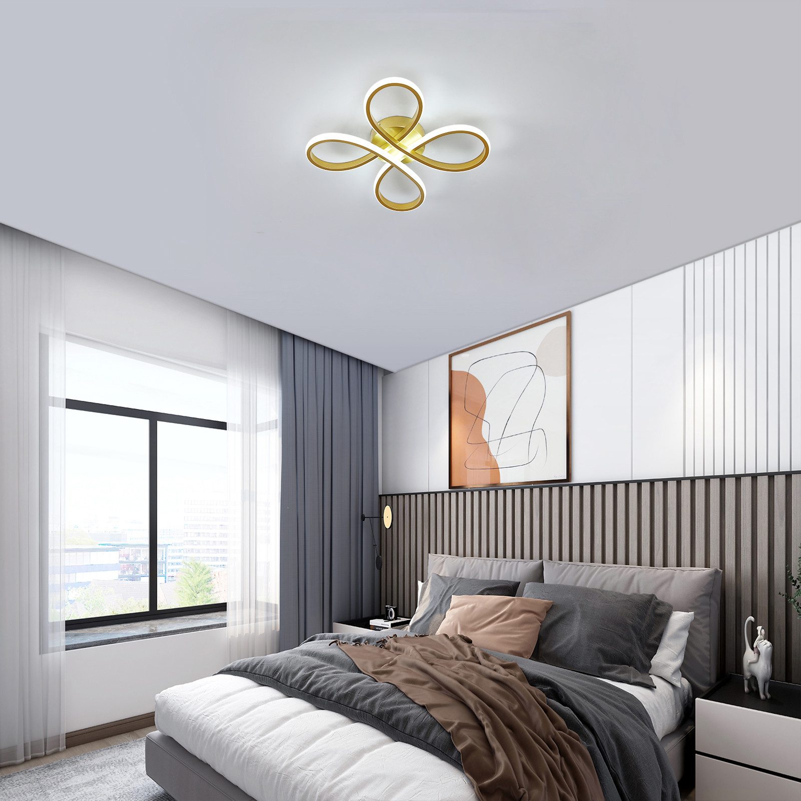 Riserva LED Dekolicht LED Deckenleuchte Blume 28W 3000K Schwarz Ø30cm Wohnzimmer