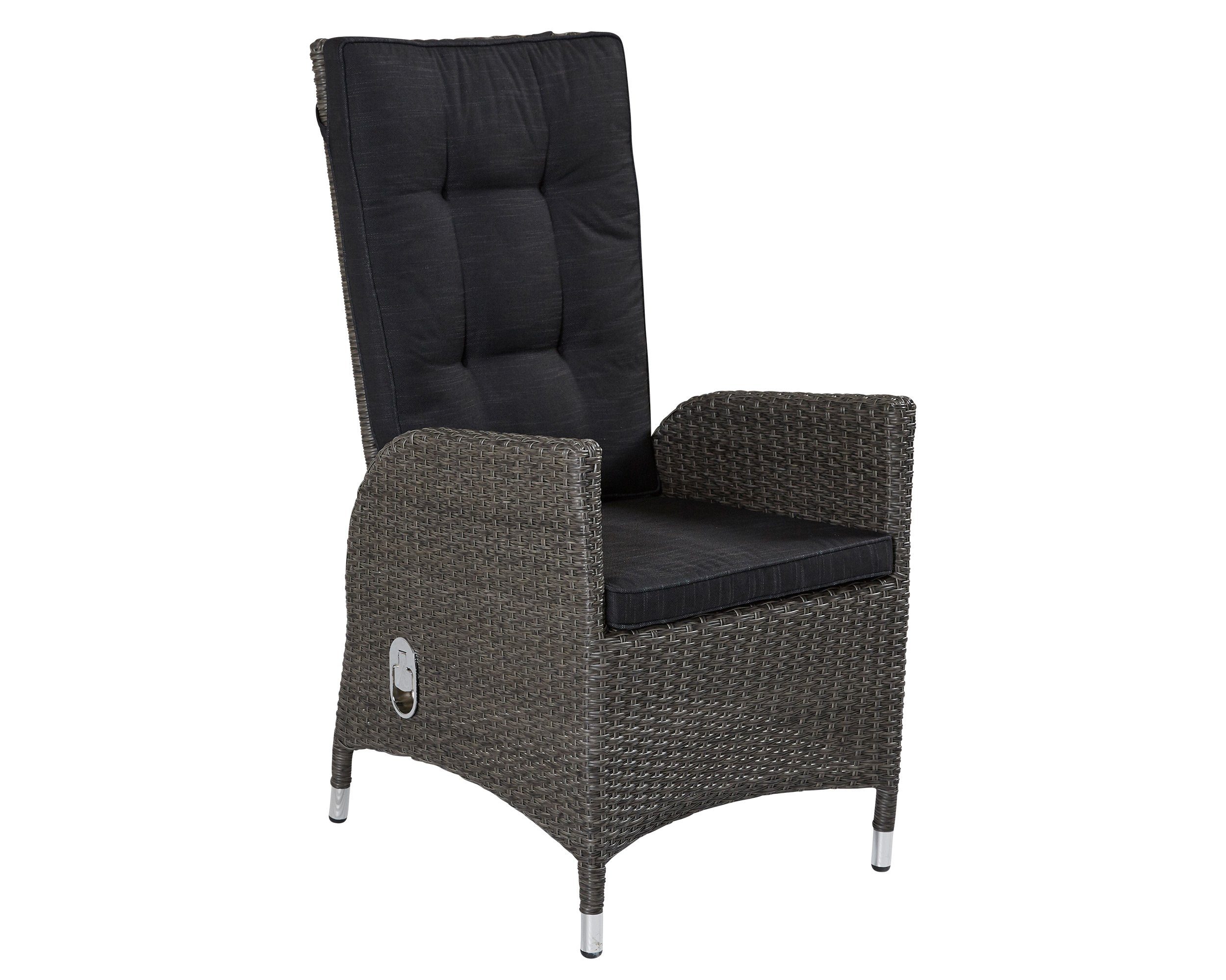 dasmöbelwerk Gartenstuhl Positionsstuhl Kansas Verstellsessel Gartenstuhl Esstischstuhl Grau, verstellbarer Rückenlehne