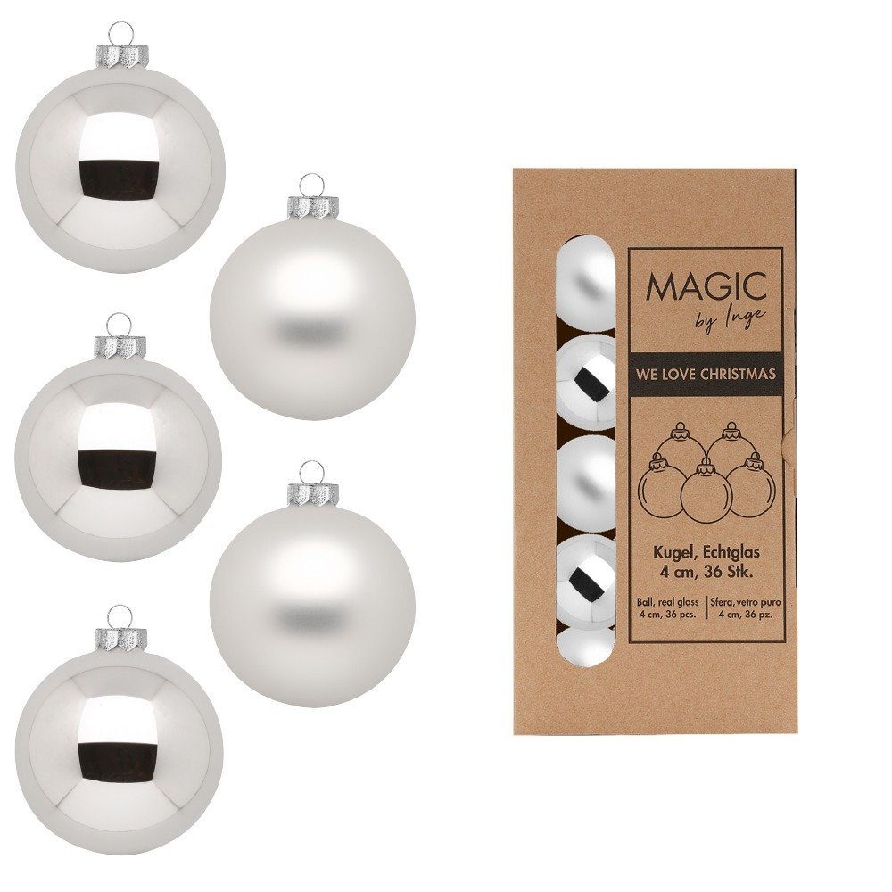 MAGIC by Inge Weihnachtsbaumkugel, Weihnachtskugeln Glas 4cm 36 Stück - Frosty Silver. € 17,39, (€ 0,48 pro 1 Stk).