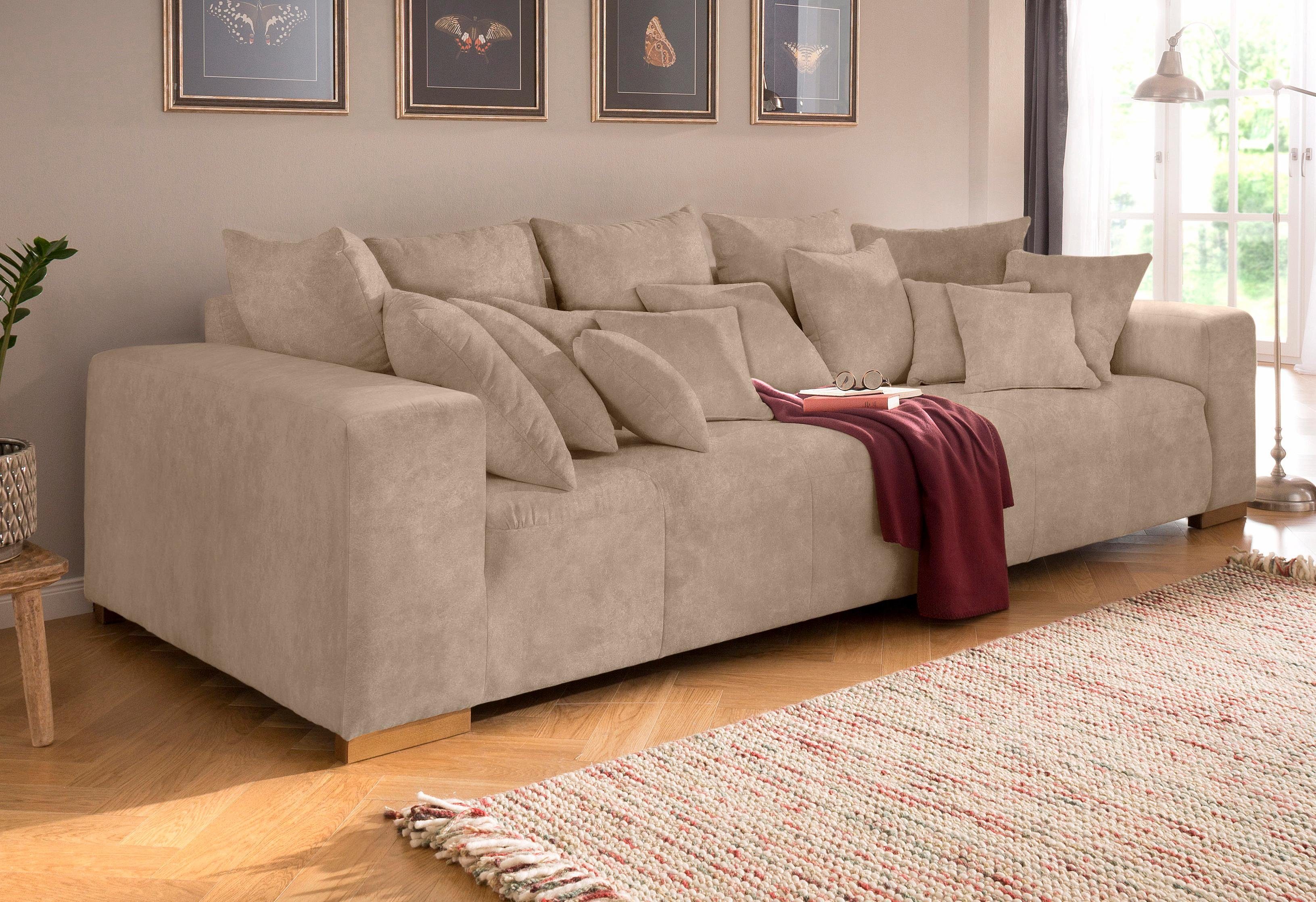 Home affaire Big-Sofa "Neapel", mit vielen losen Kissen, in 2 Bezugsqualitä günstig online kaufen
