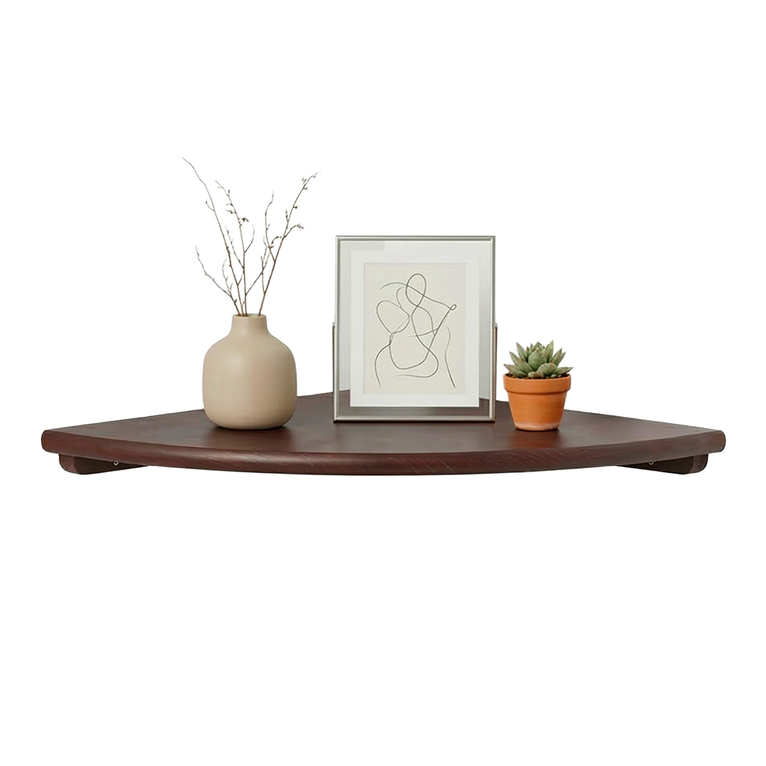 relaxdays Eckregal Wand Walnussholz, 5-tlg., dunkelbraun, 30 cm
