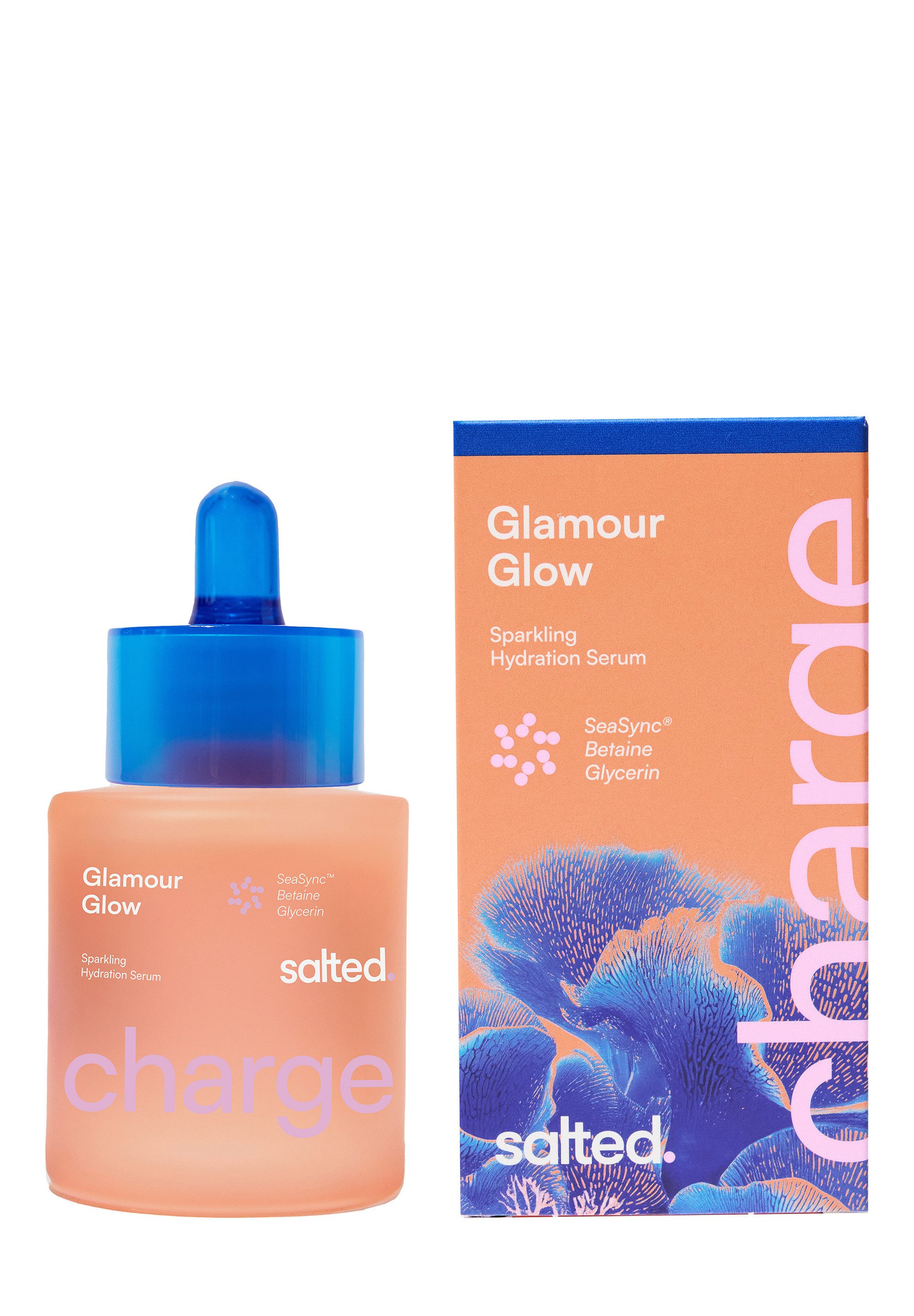 salted. Gesichtsserum Schimmerndes Serum Glamour Glow, Schimmerndes Serum mit Glow-Pigmenten, Glycerin und SeaSync.