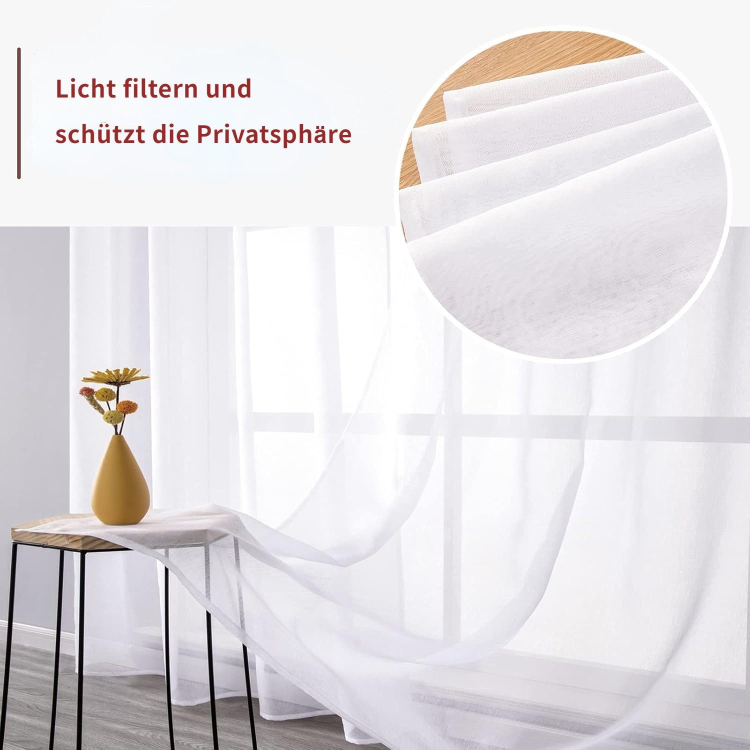 BYSURE Gardine (2 St), Ösen, transparent, Voile, Vorhang in Leinenoptik günstig online kaufen