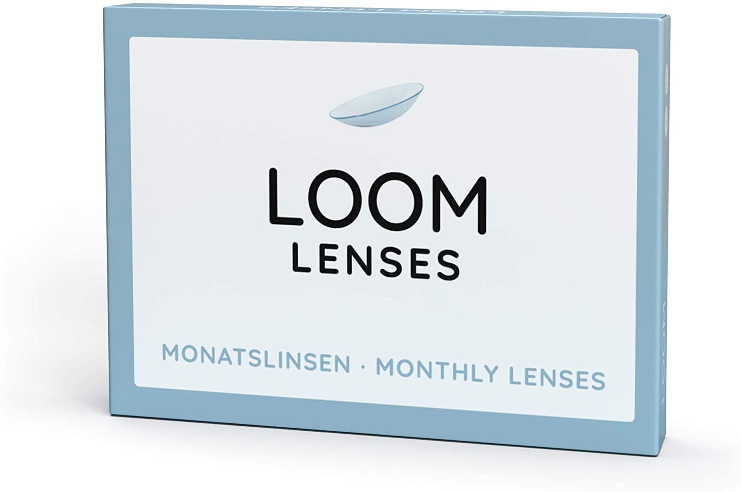 LOOM Lenses Monatslinsen LOOM Monatslinsen - 3 Stück - weich, BC 8.6, DIA, Kontaktlinsen mit Sehstärke -12.0 bis +8.0 Dioptrien