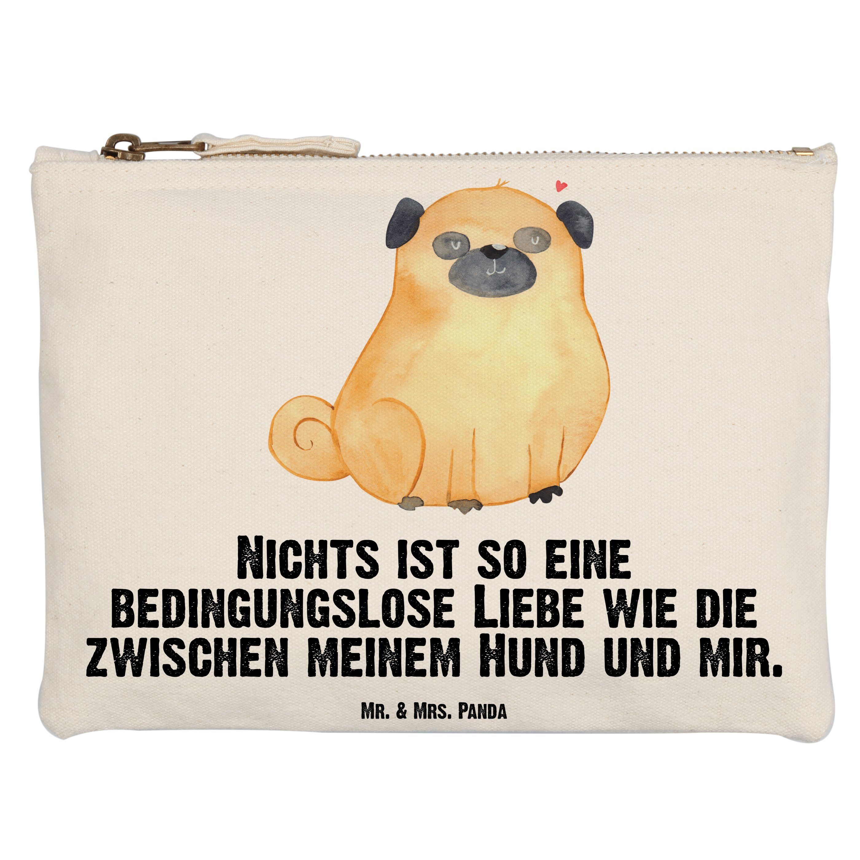 Mr. & Mrs. Panda Kosmetiktasche Grösse XL Große Mops - Weiß - Geschenk, Hund, Makeup, Haustier, Kosme (1-tlg)