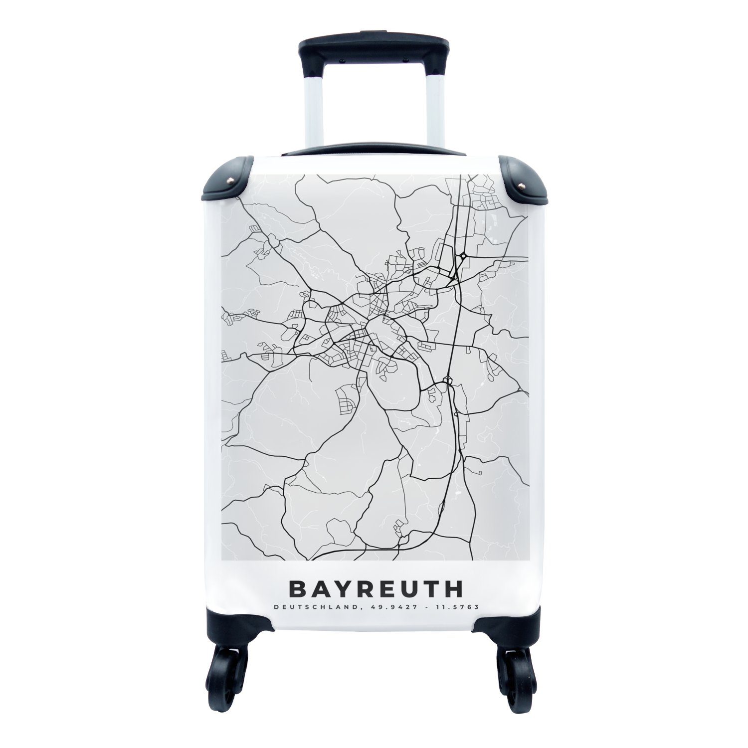 Ferien, Handgepäckkoffer Trolley, mit Karte Reisetasche Handgepäck Stadtplan Reisekoffer für Rollen, - Bayreuth rollen, MuchoWow Deutschland, - - 4