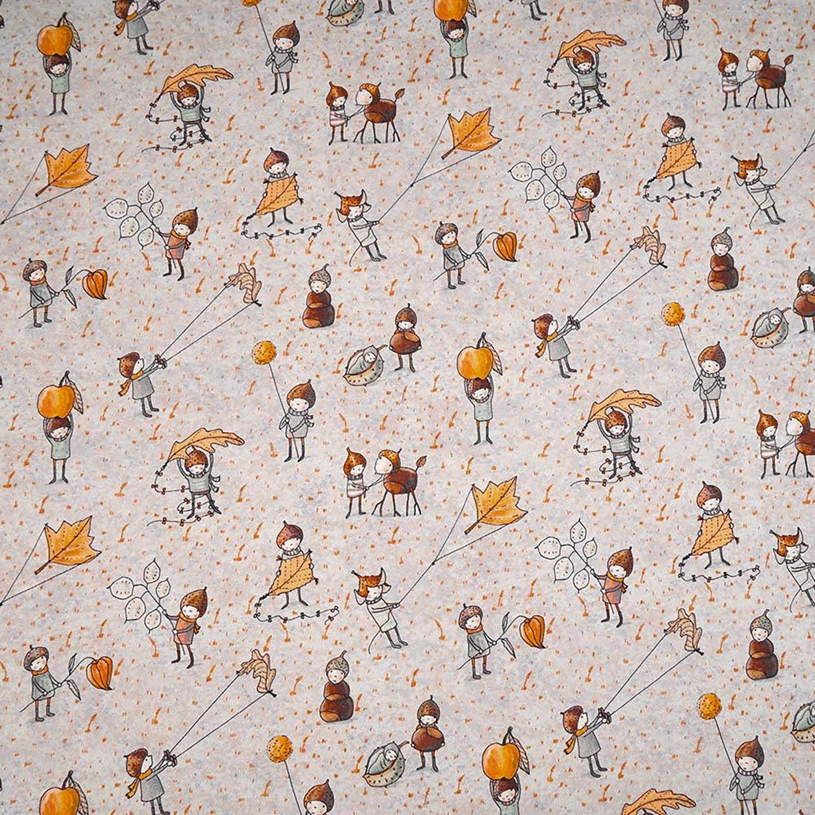 Stoffonkel Stoff Biojersey Kinderstoff Herbstwichtel ab 0,5x1,65m