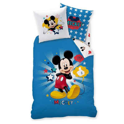 Kinderbettwäsche »Mickey Mouse Bettwäsche, 135x200 + 80x80 cm 2 tlg., 100 % Baumwolle in Renforcé, Disney Micky Maus Super Star für Kinderzimmer«, MTOnlinehandel